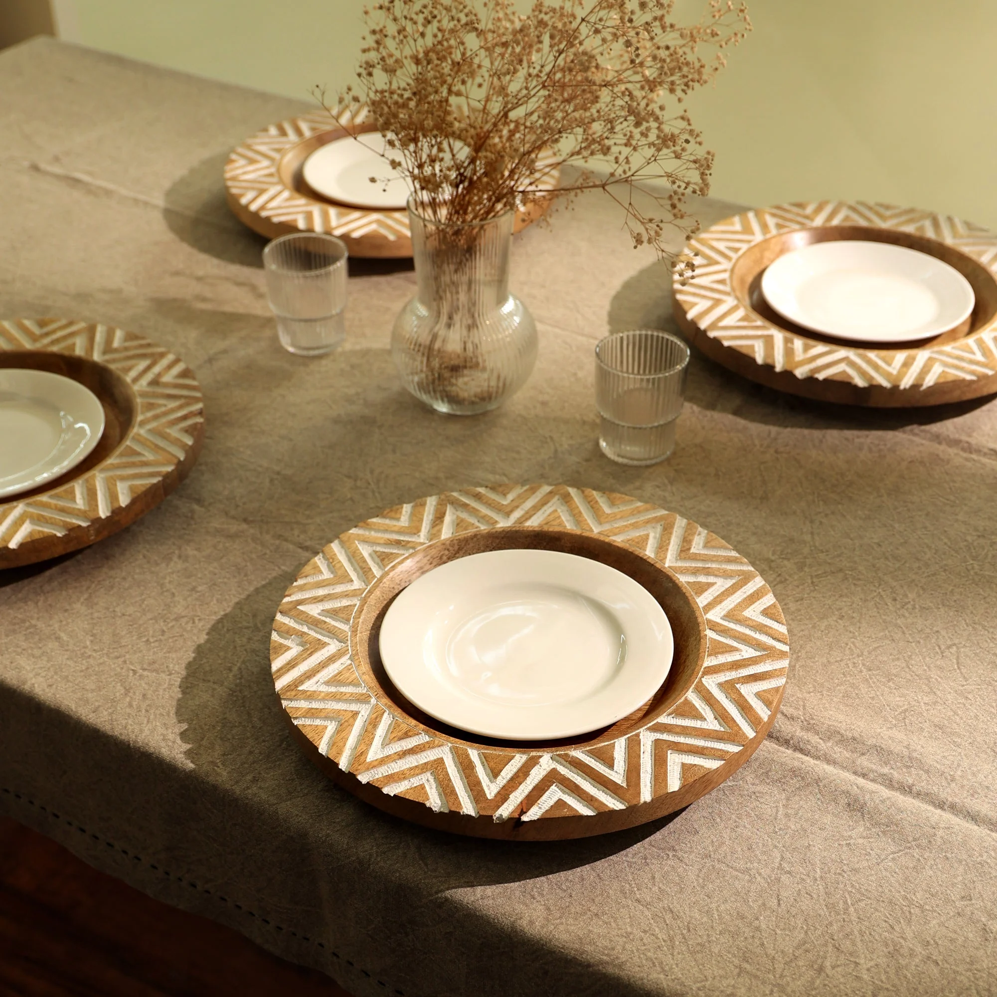 Chevron Handcrafted 13 Wood Charger Plate