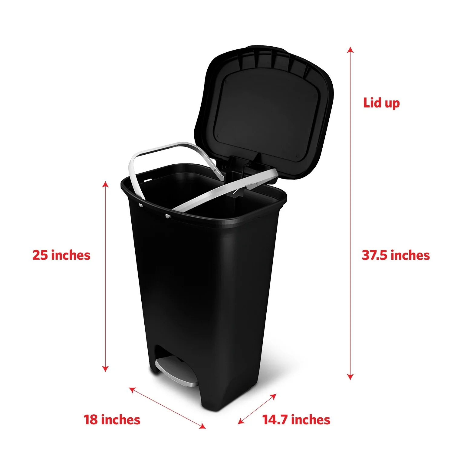 Glad Black Step-on Plastic Trash Can