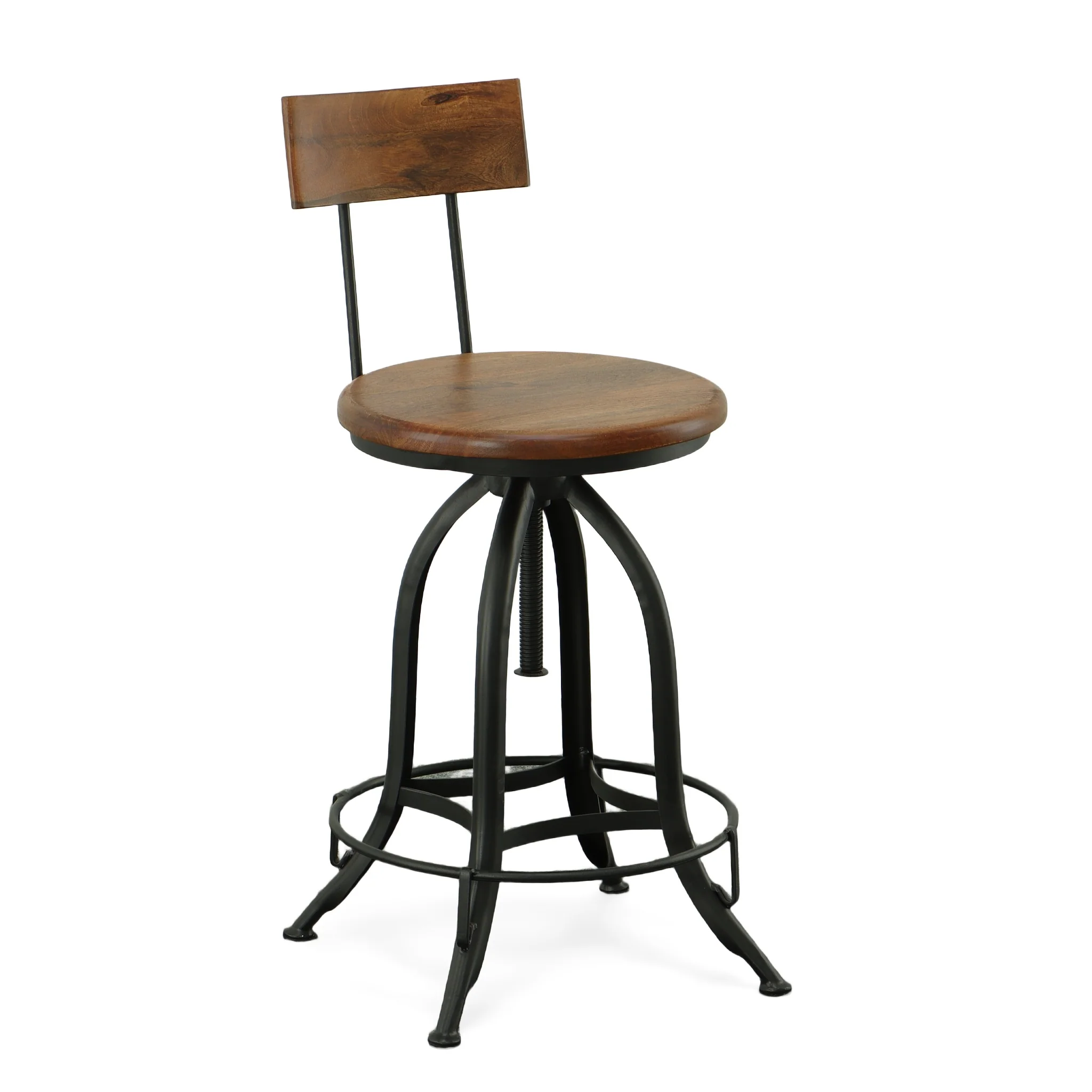 Ryder Adjustable Stool with Back, Chestnut/Black