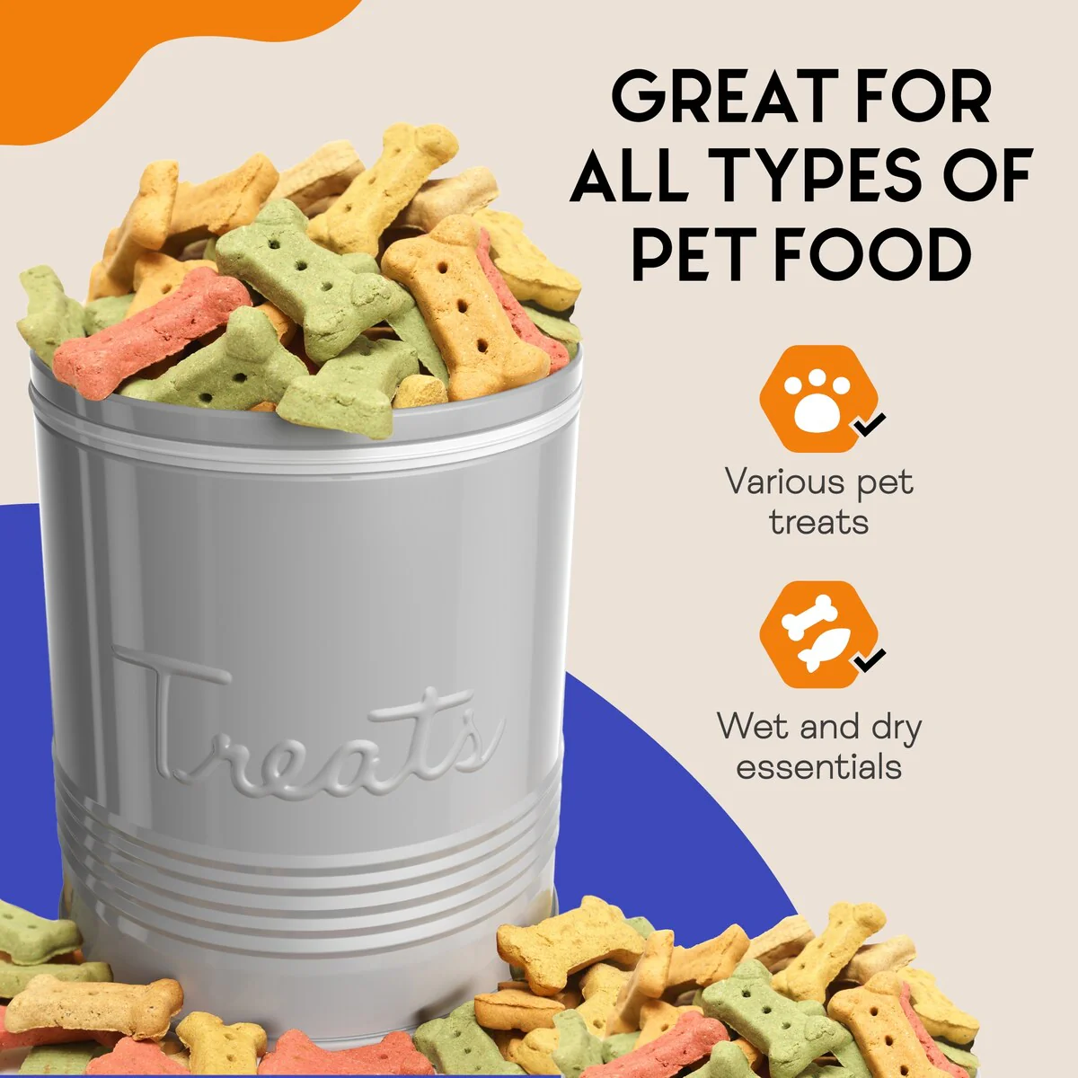 Amici Home Retro Treats Storage Canister With Lid for Pet Food