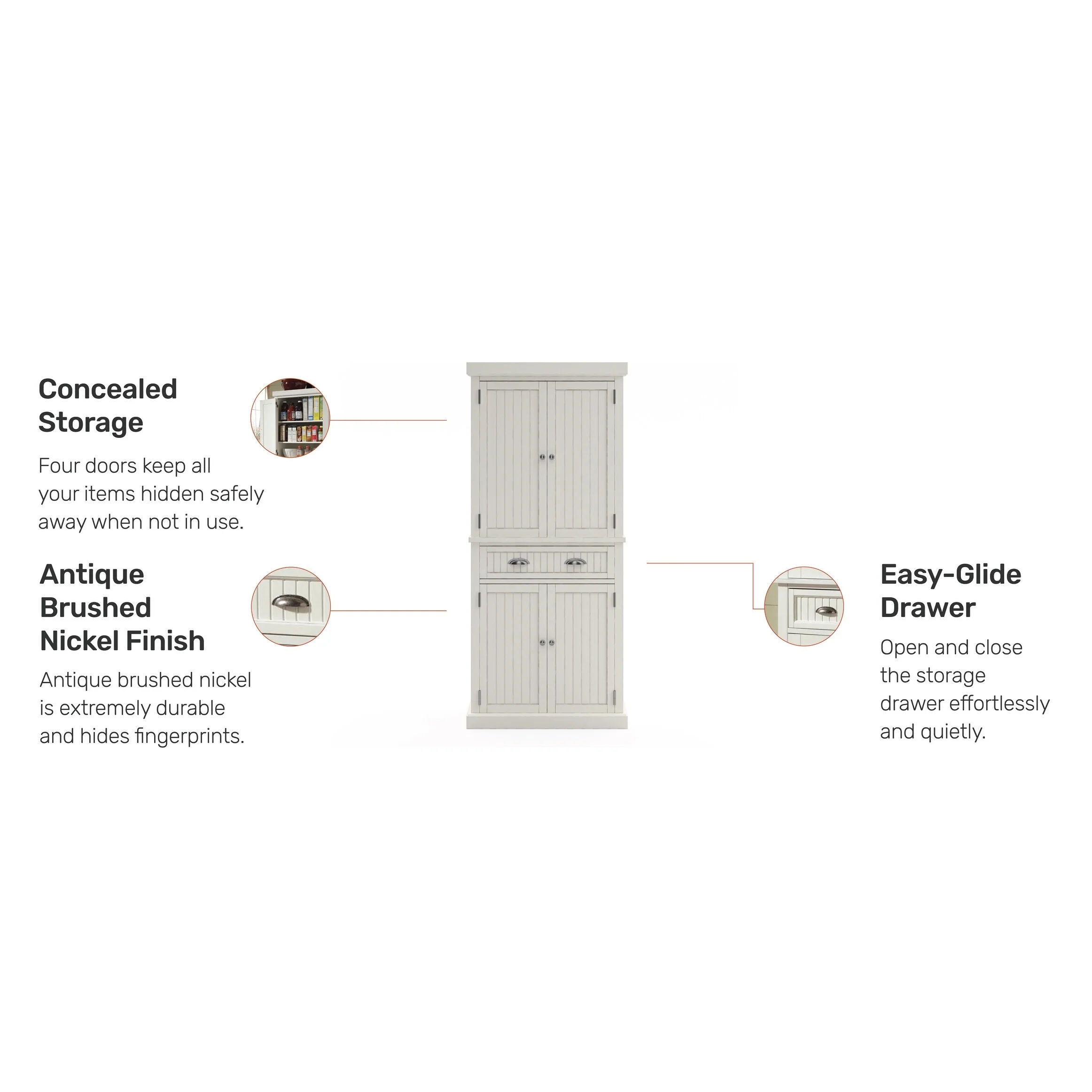 Homestyles Nantucket Sanded Off-White Pantry with Four Doors - N/A