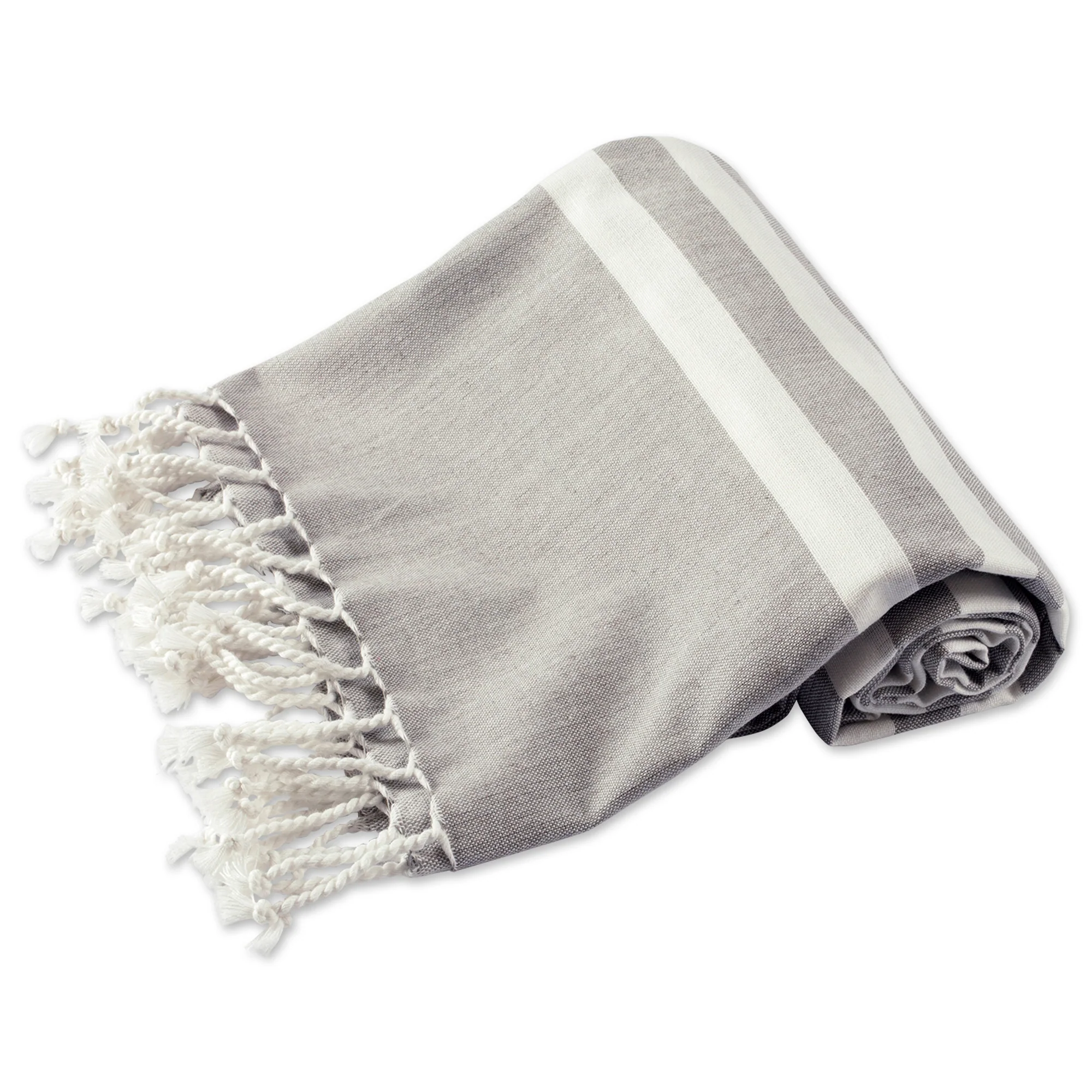 Gray 1 Inch Stripe Fouta Towel