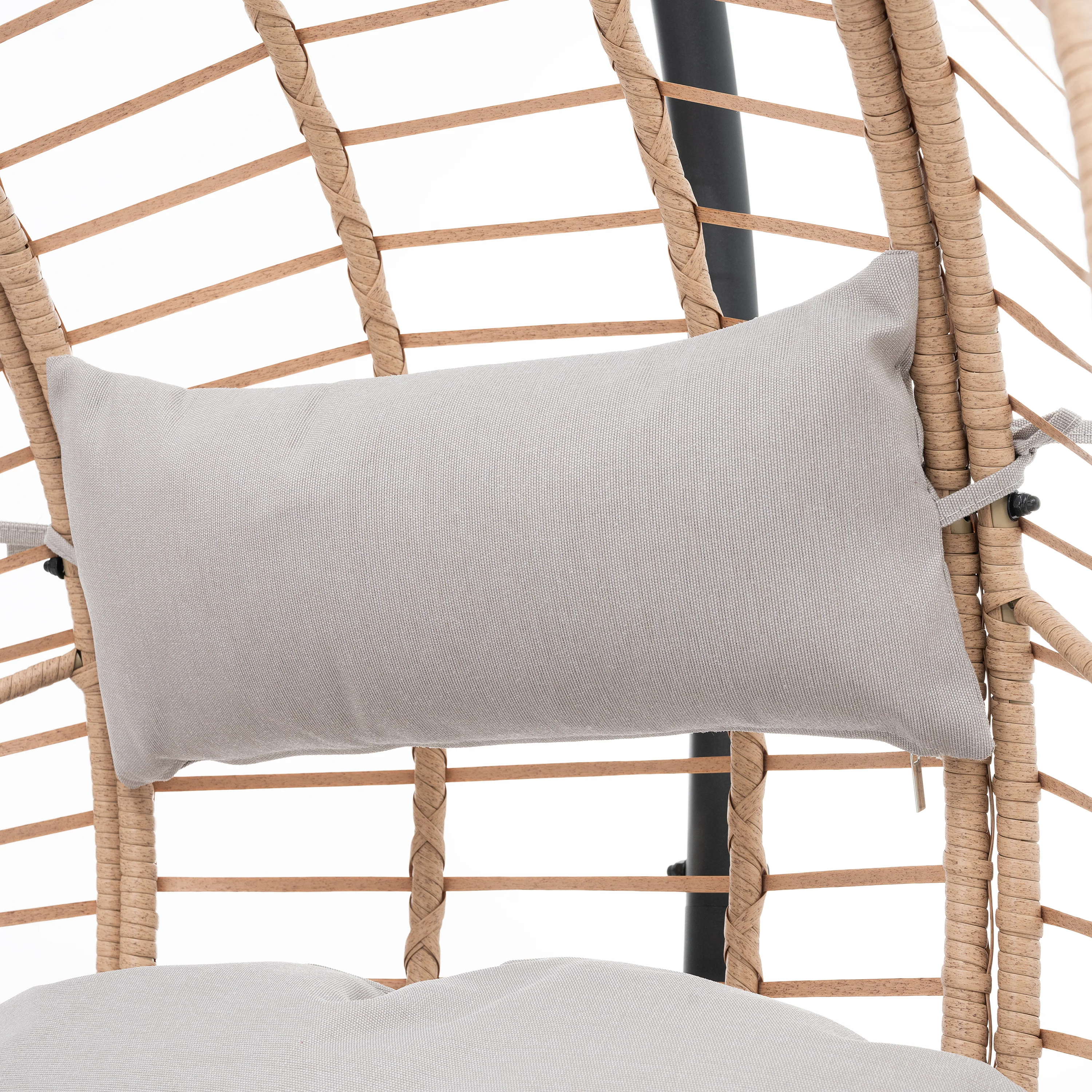 Outdoor Swing Egg Chair with Beige Cushion