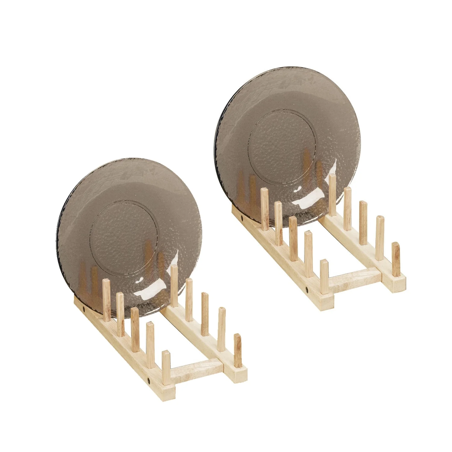 Wooden Plate Storage Rack, Set of 2