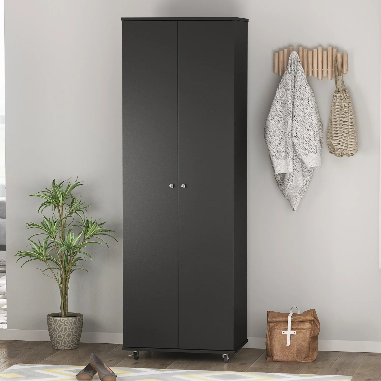 2-Doors 9 Tires Shoes Cabinet With Large Storage Space