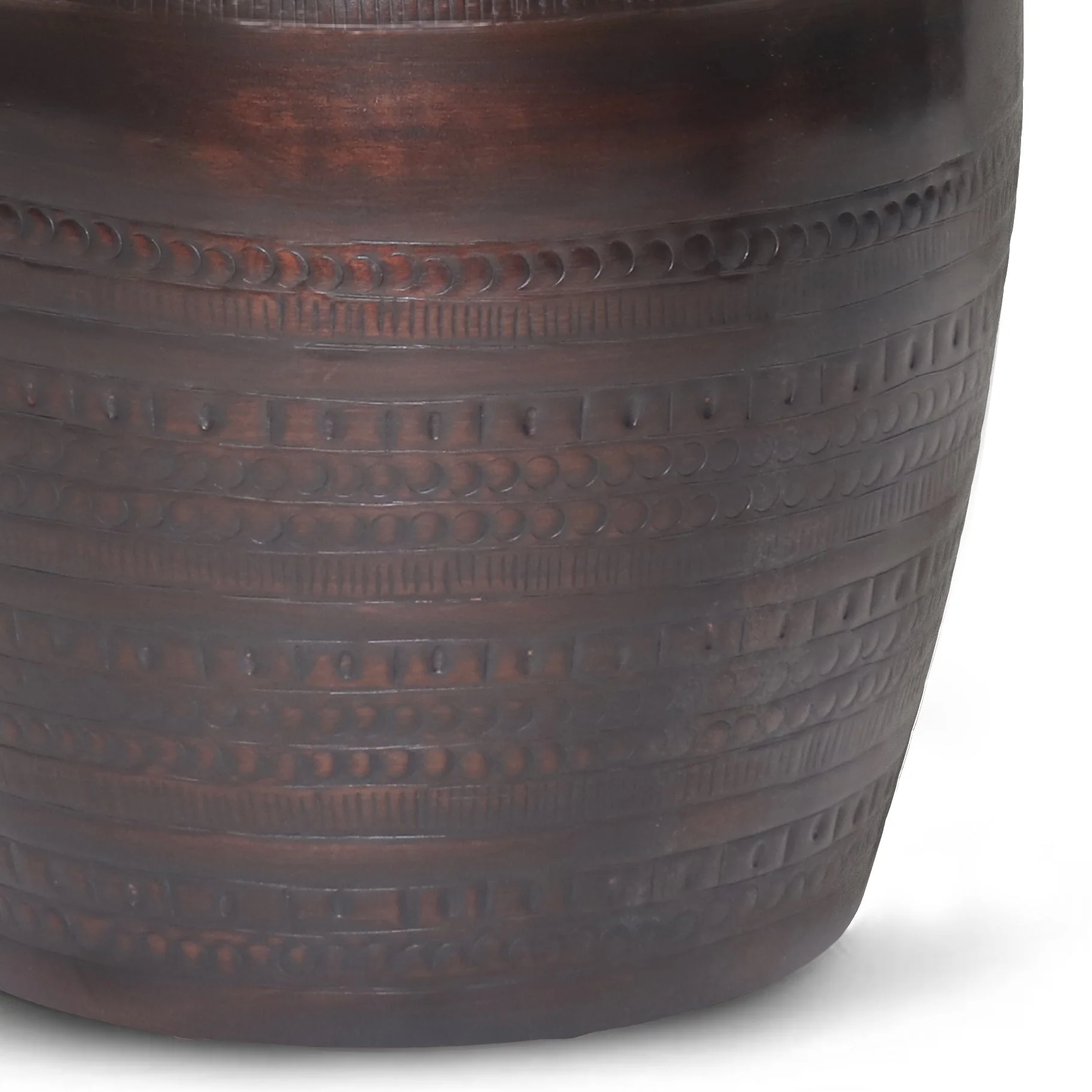 Heights Solid Metal Drum-Shaped Accent Table with Distinctive Texture