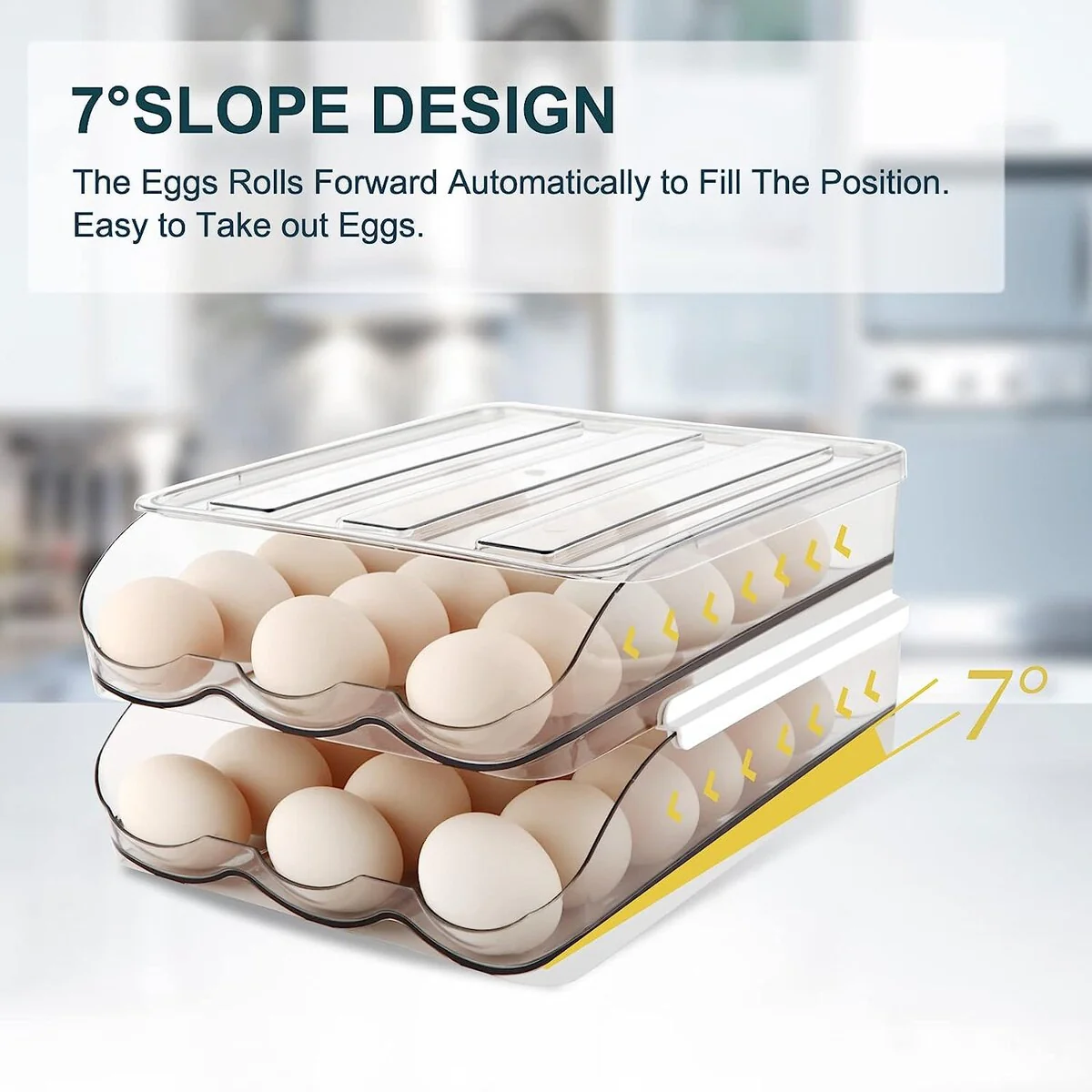 Set of 2 Auto Rolling Storage Container 18 Egg Tray - 2 Layer