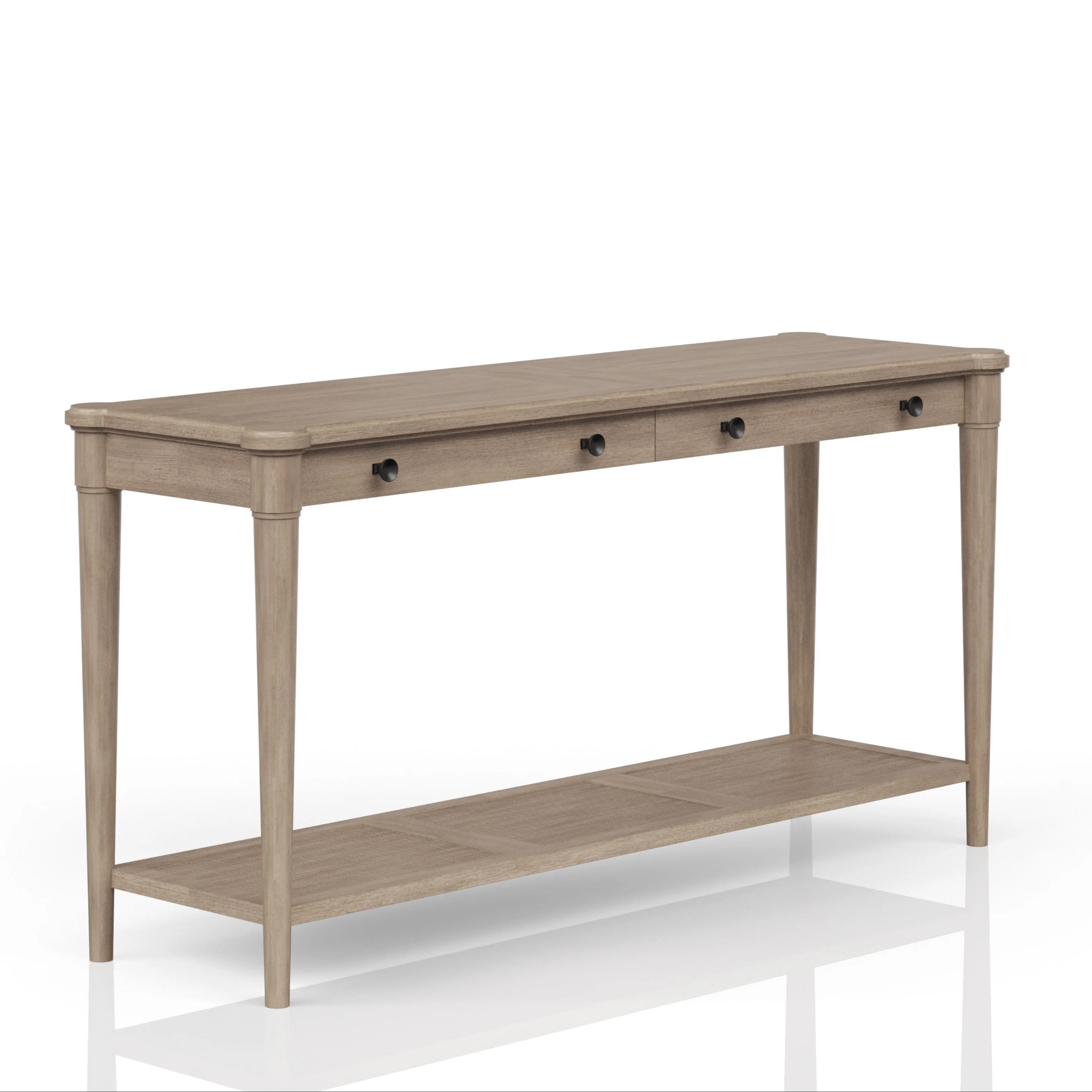Sofa Table with 2 Drawers and Storage Shelf