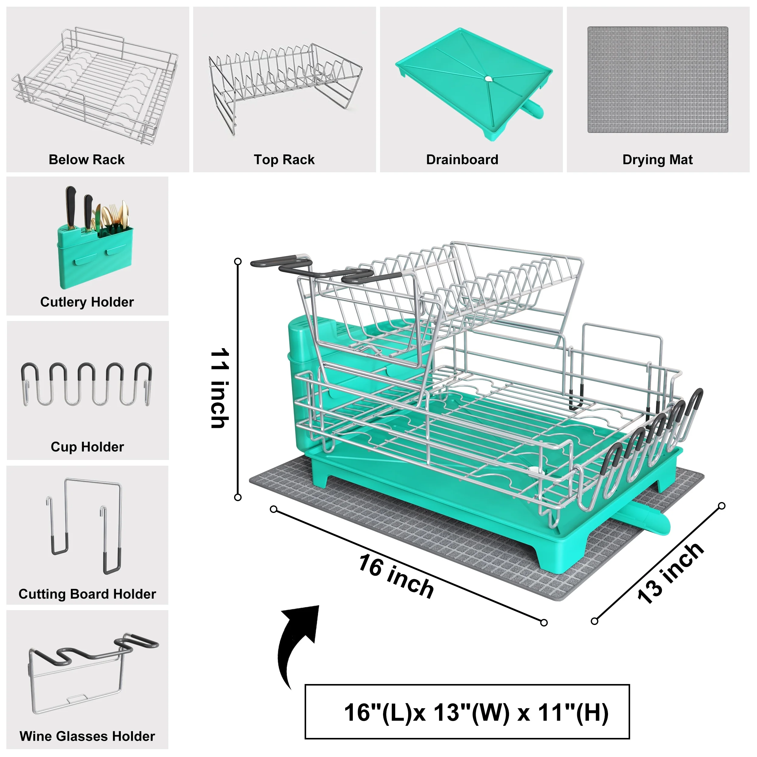 JASIWAY 2 Tier Kitchen Stainless Steel Dish Rack