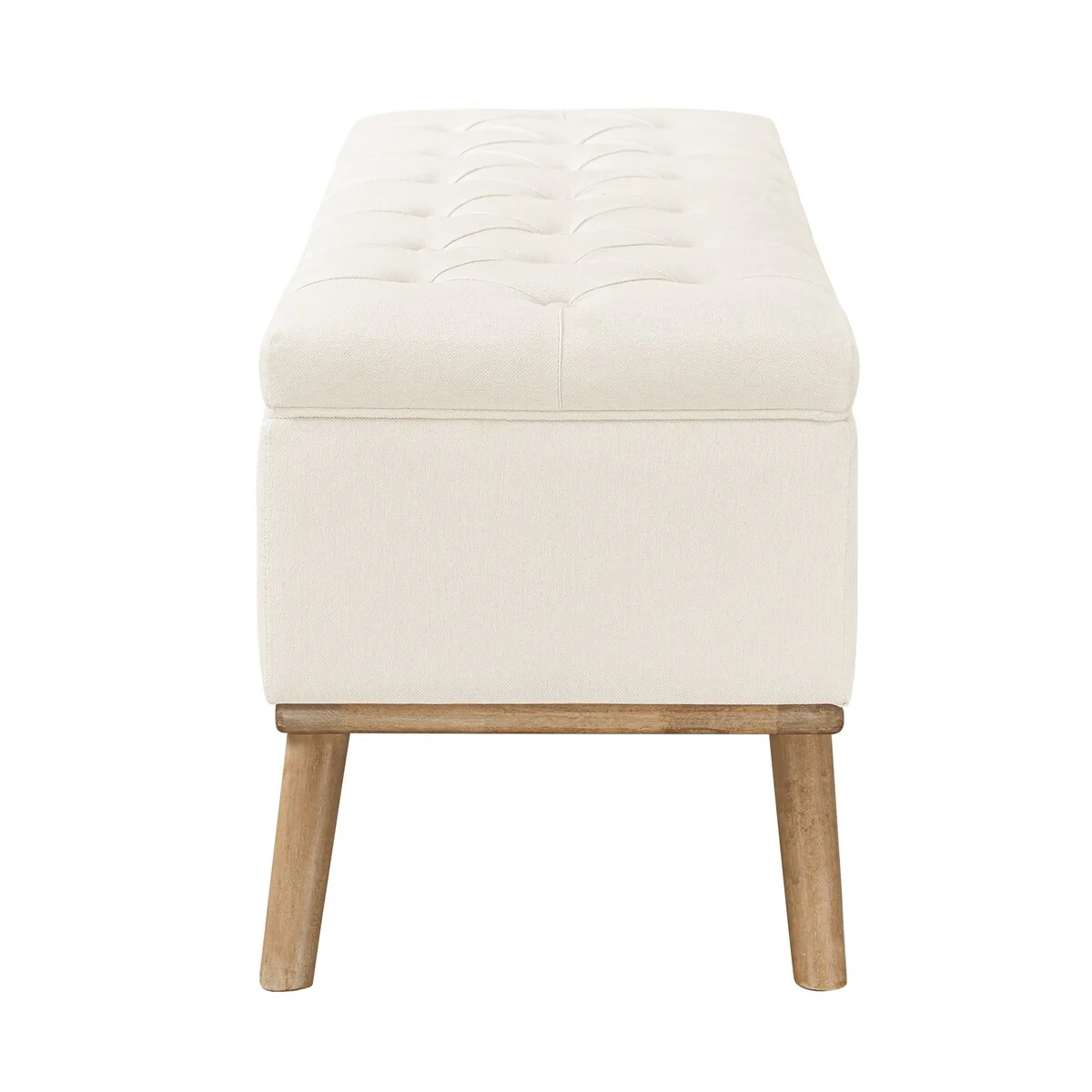 LUE BONA Modern Upholstered Storage Ottoman Button Tufted Storage Bench with Linen Seat End of Bed - 17.5 D X 50.4 W X 20.5 H