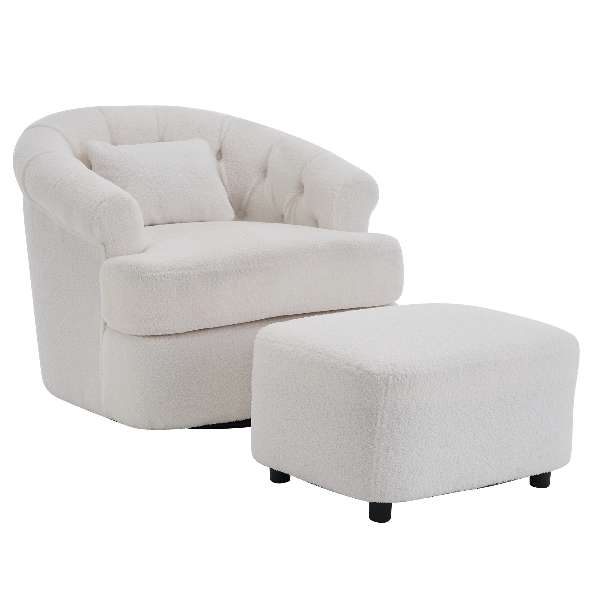 Swivel Barrel Chair with Ottoman