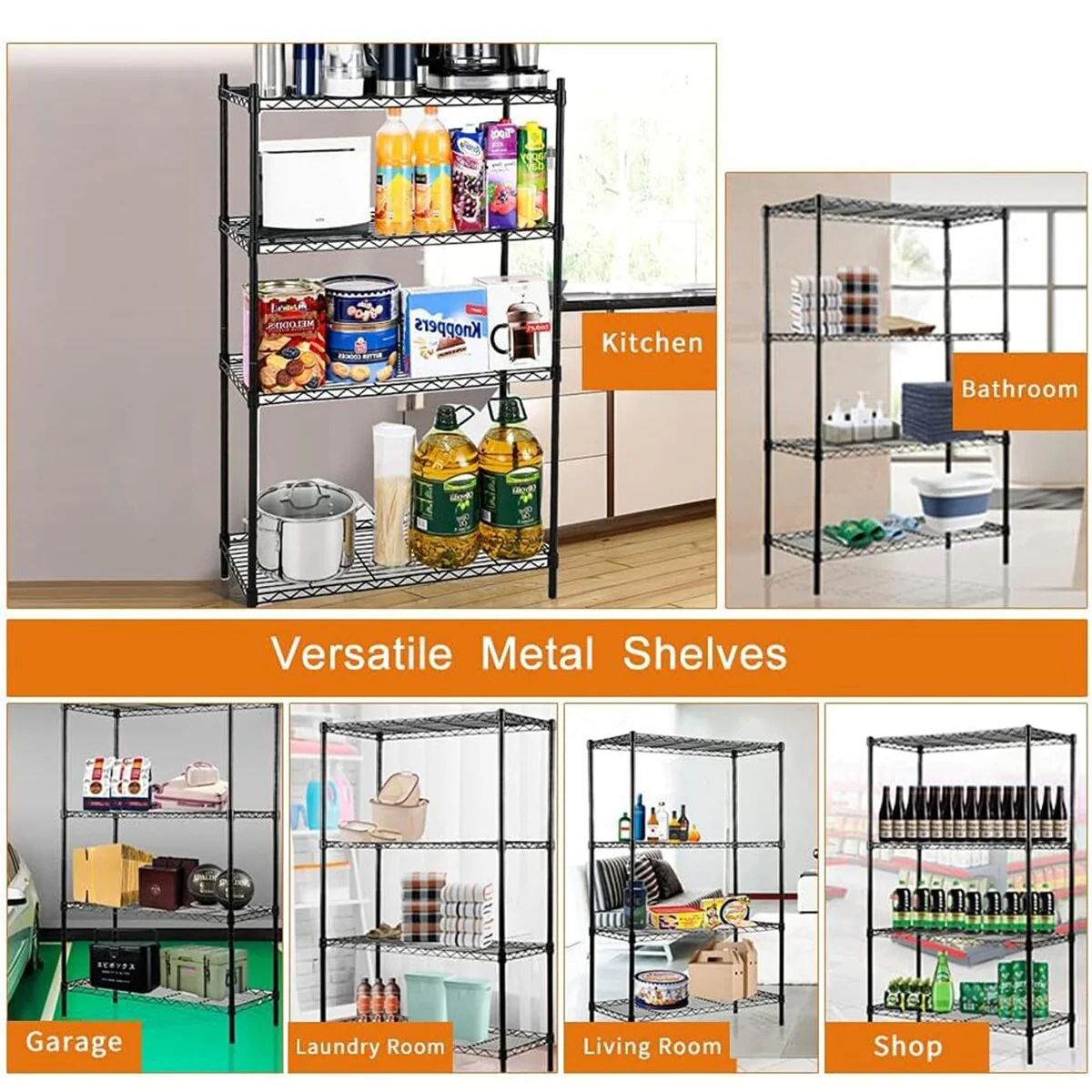 4/5-Tier Steel Shelving Unit Heavy-Duty Storage Rack