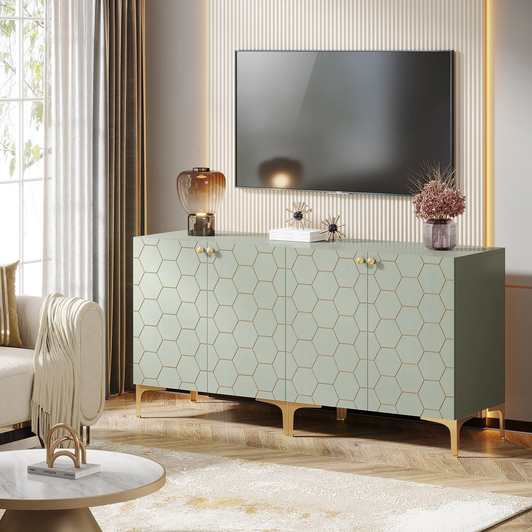 31.5'' Modern Accent Storage Cabinet for Living Room Kitchen (Set of 2 )