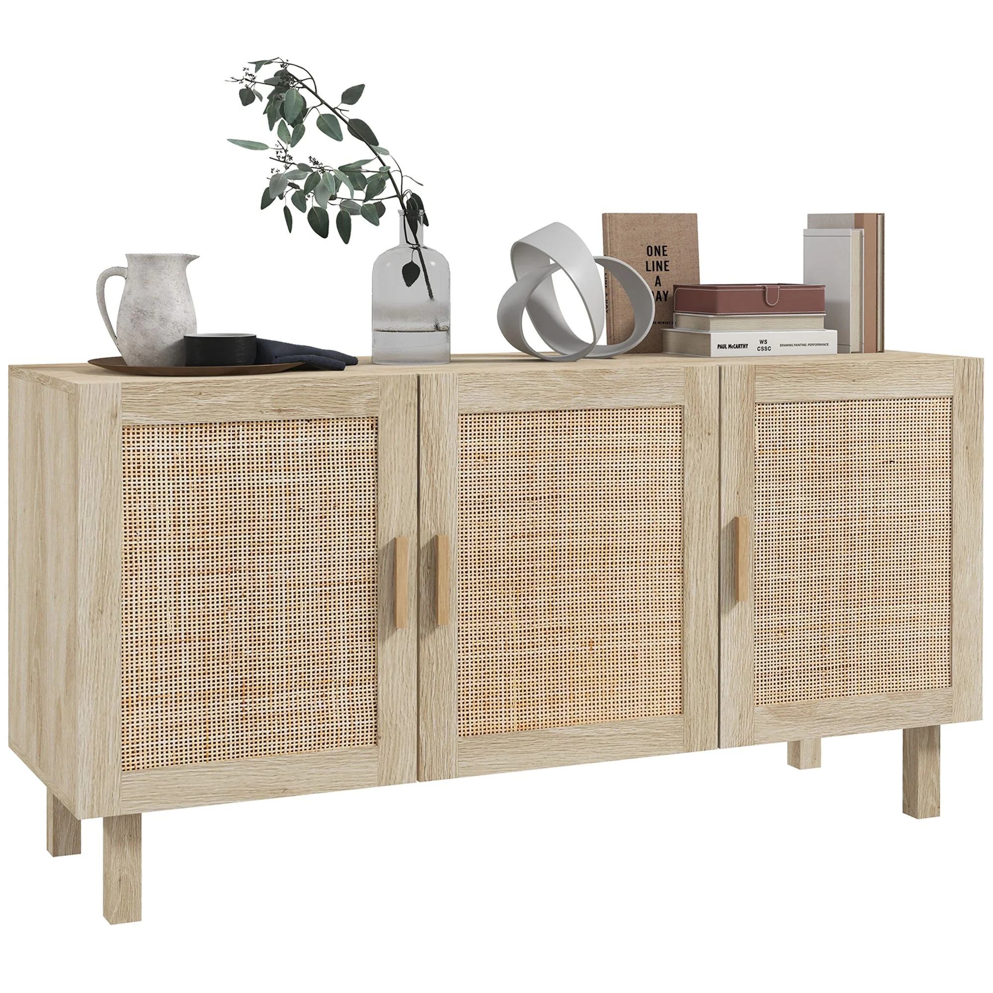 Cabinet with Rattan Doors and Adjustable Shelves