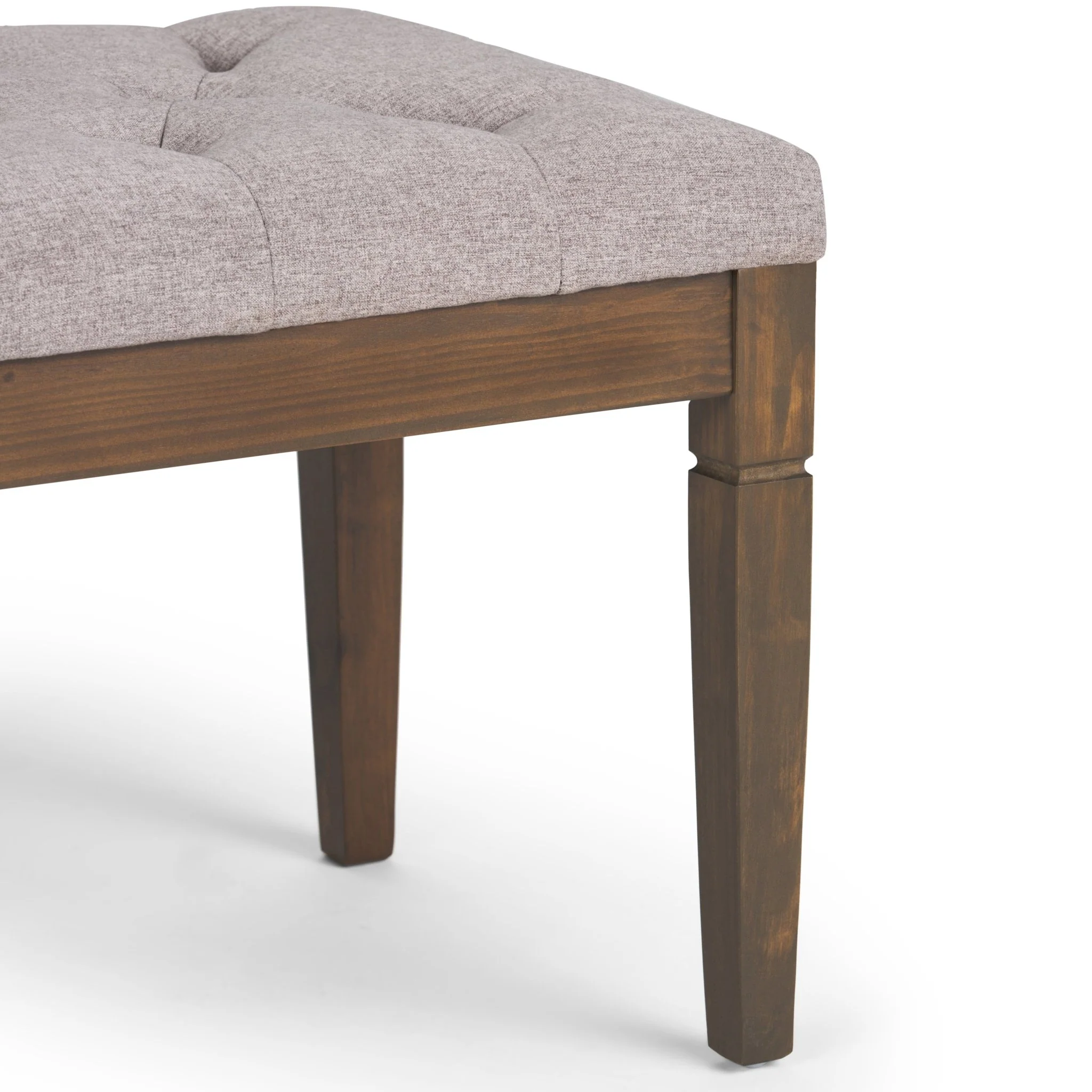 Hushed Upholstered Tufted Ottoman Bench with Carved Legs