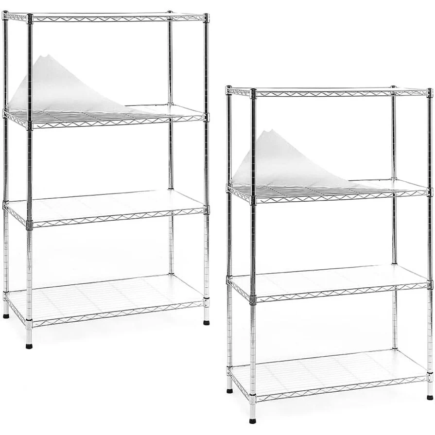 Chrome 4/5-Tier Shelving Unit Heavy-Duty Steel Shelves