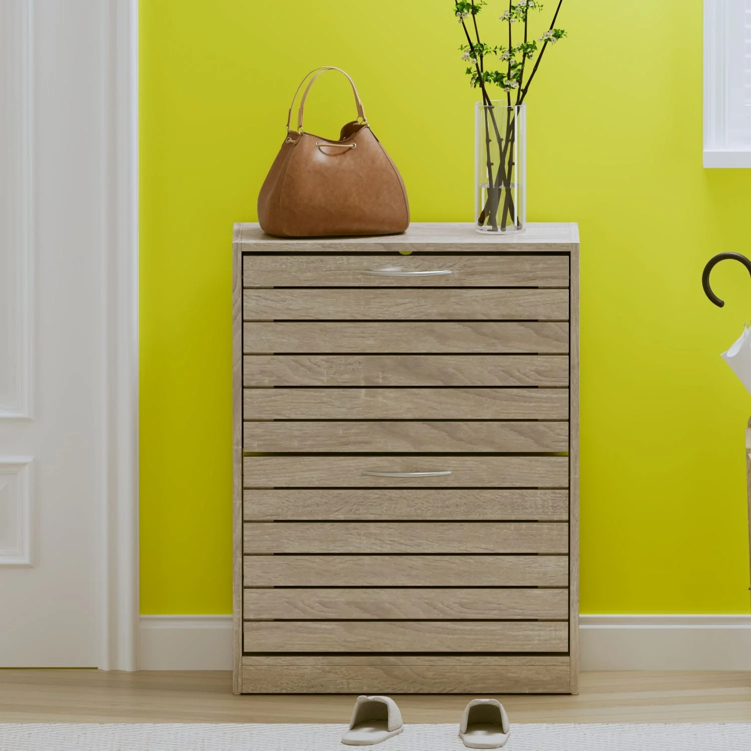 FUFU&GAGA 2 Tiers Shoe Rack Cabinet Shoe Cabinet Space-Saving