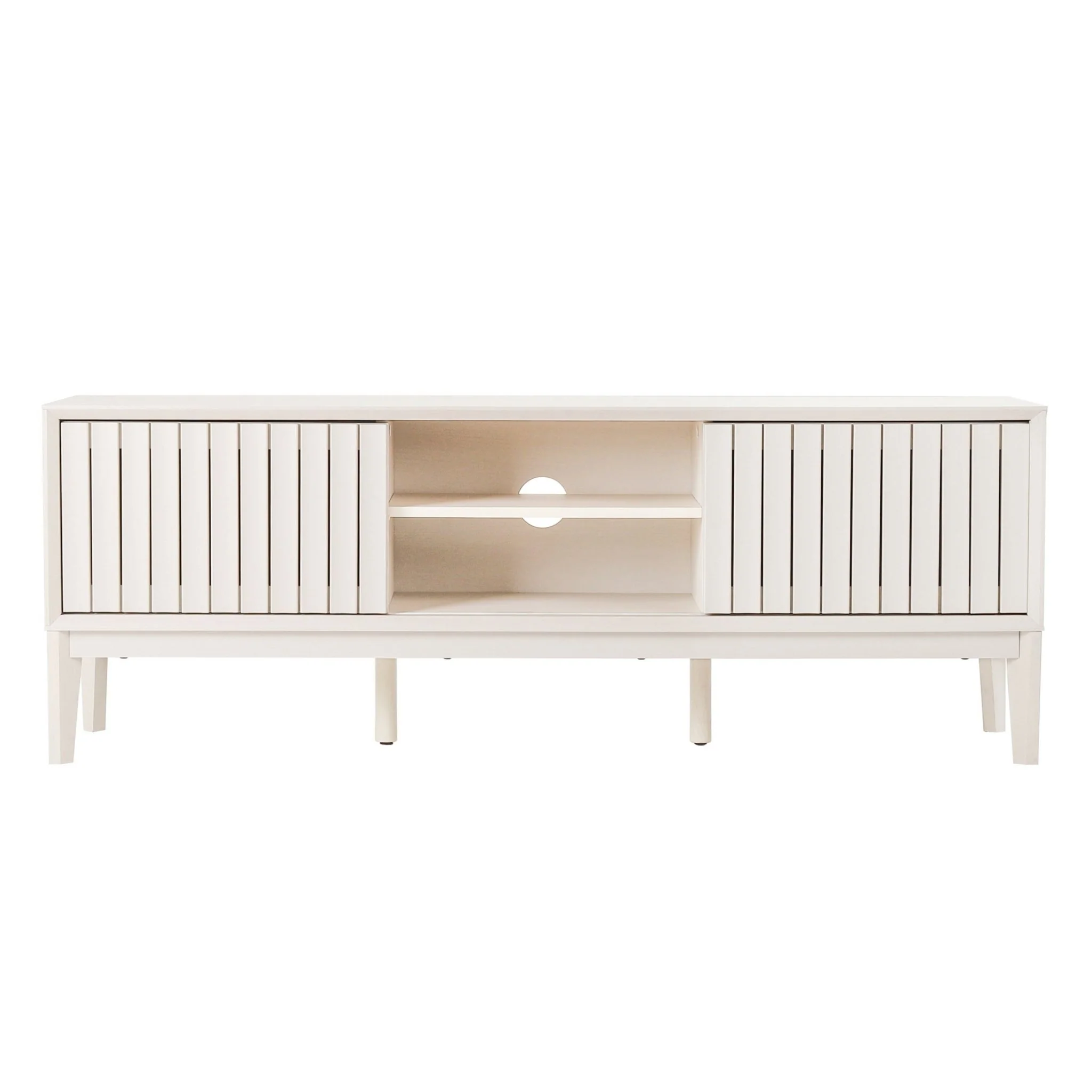 Gennaro Farmhouse 3-Storage Sliding Door TV Stand Fits TVs up to 65 in. with Cable Management
