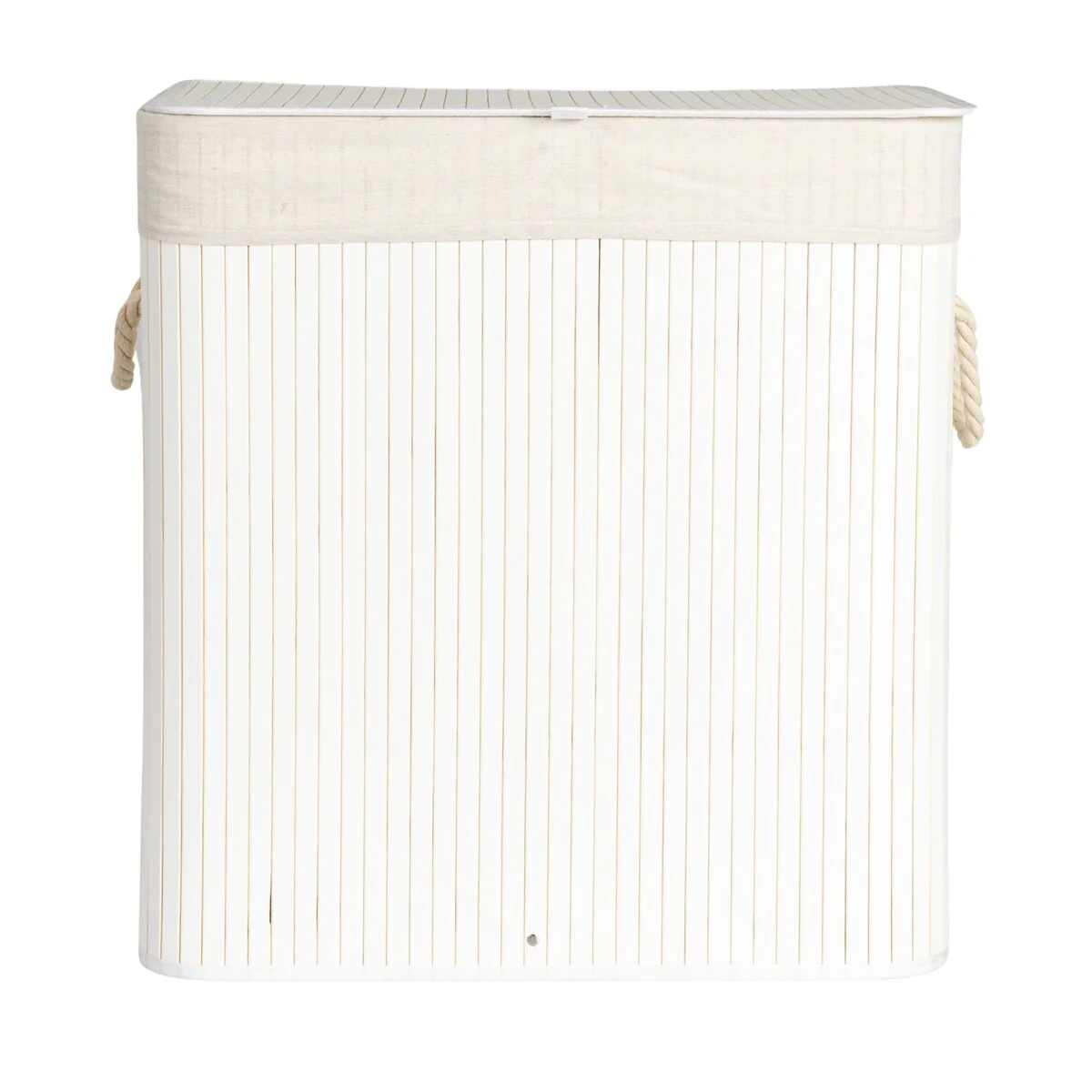 Household Essentials Bamboo Double Laundry Hamper with Rope Handles and Removable Laundry Bag