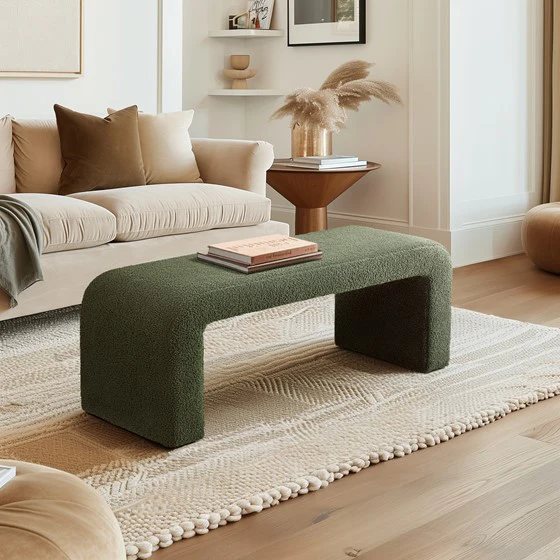 Goldmine Upholstered Bench with Curved Seat