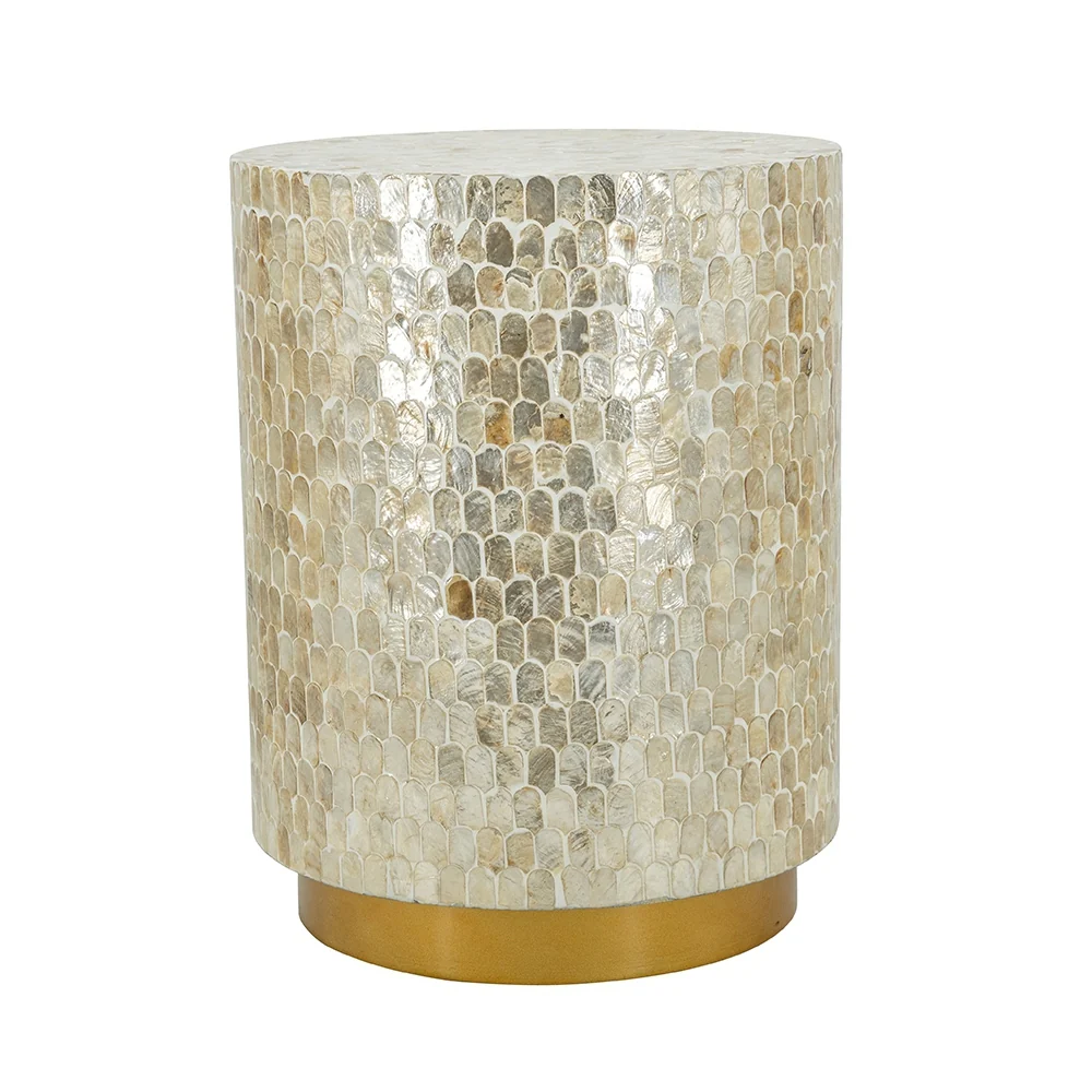 Round Gold Capiz Side Table