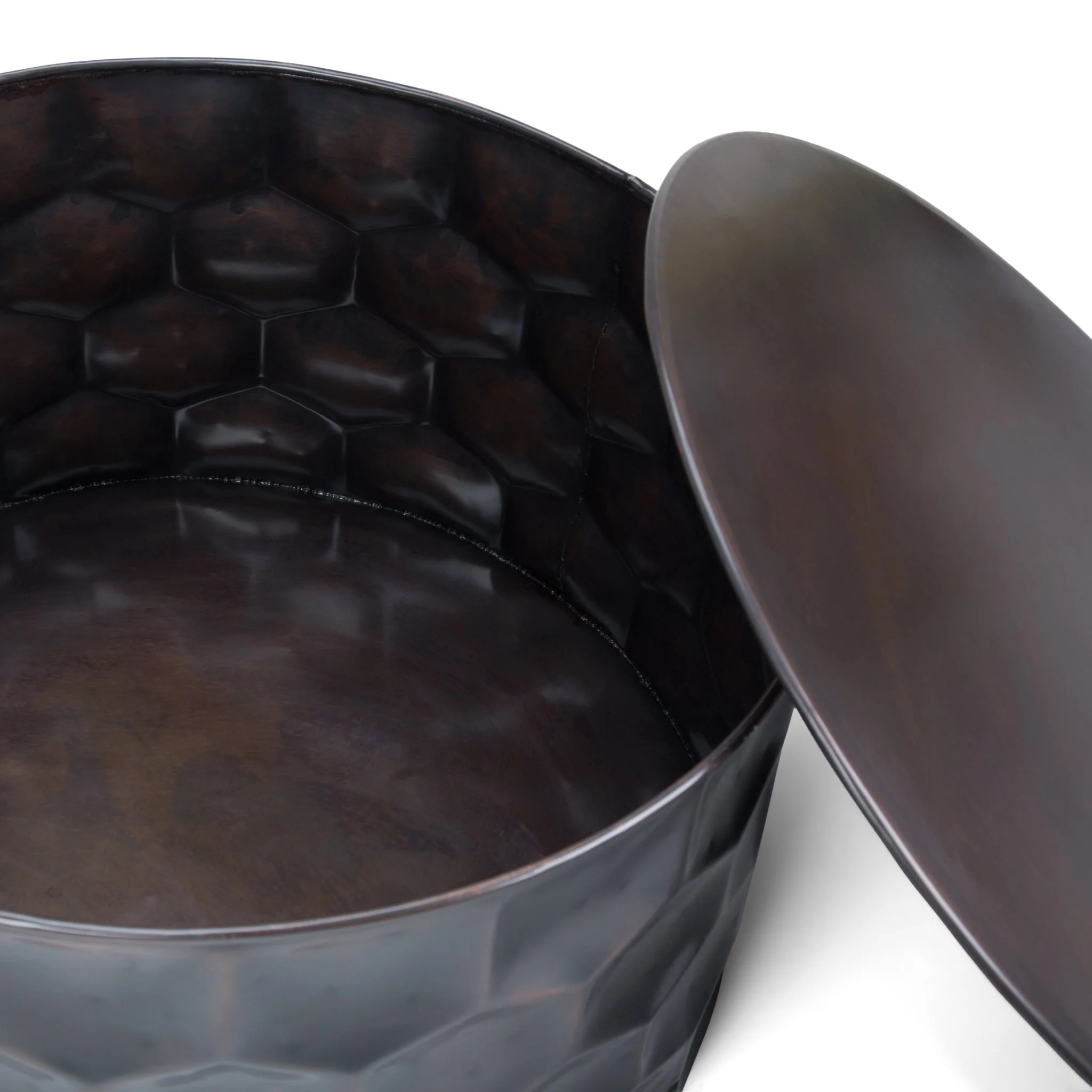 Metal Coffee Table with Removable Round Top and Honey Comb Design