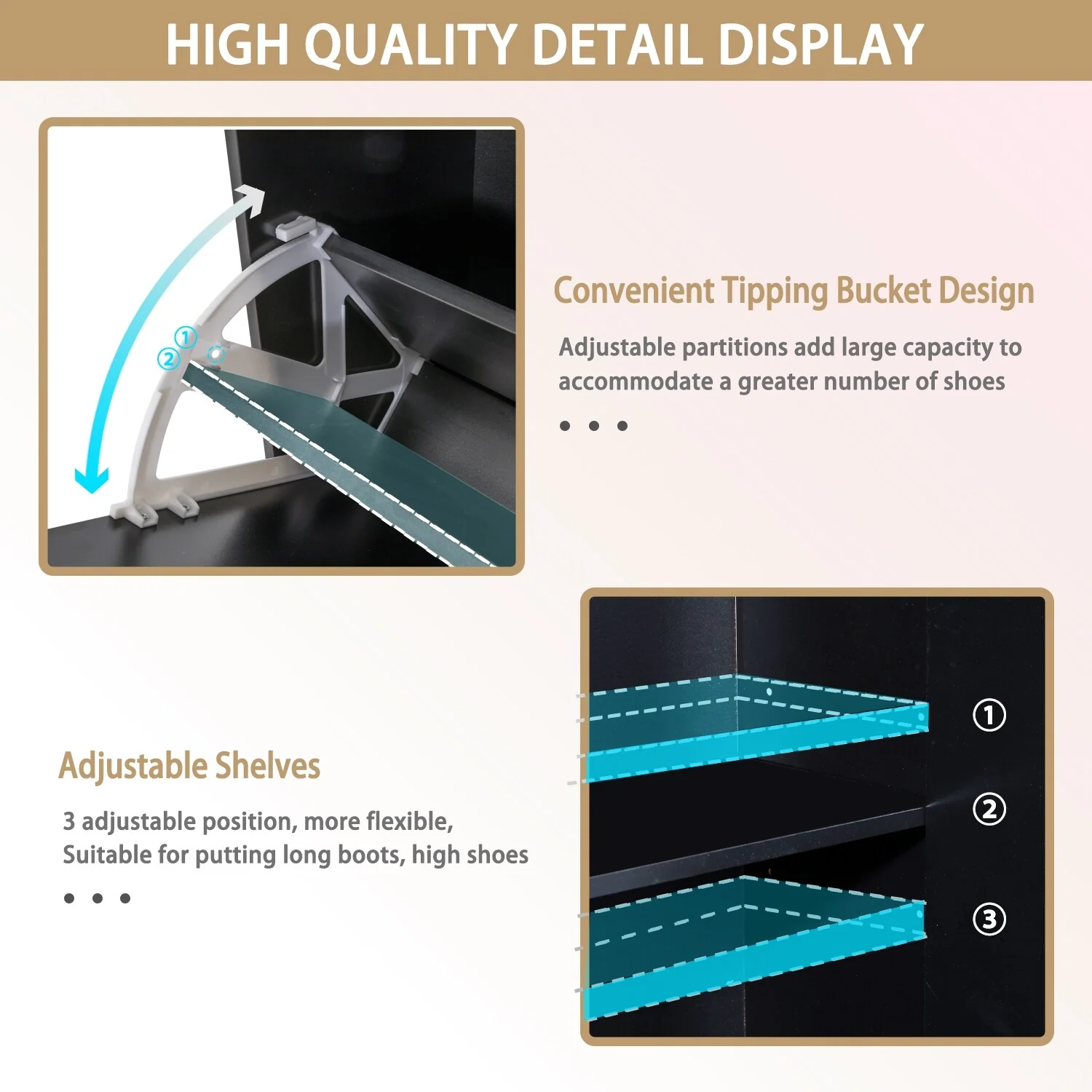 Shoe Cabinet with 3 Flip Drawers & Boot Rack Narrow Shoe Rack