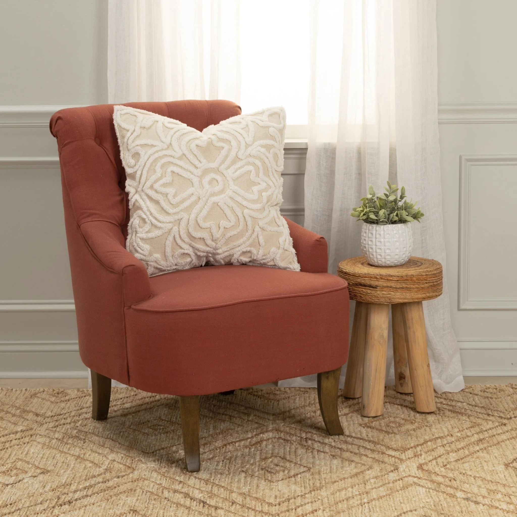 Medallion Relief Square Pillow
