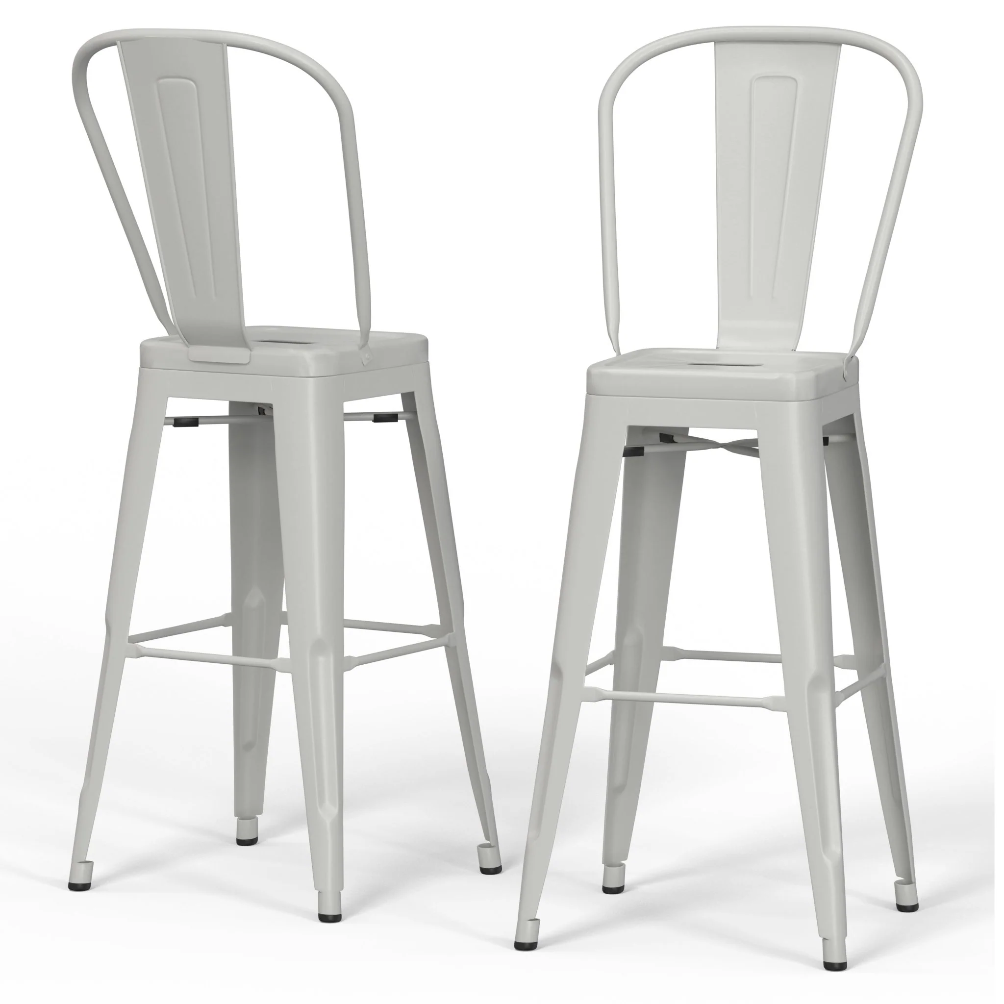 24 Metal Dining Counter Stool with Curved Back and Vertical Slat, Set of 2