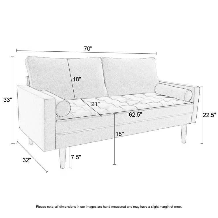 Aisha 70" Faux Leather Square Arm Loveseat
