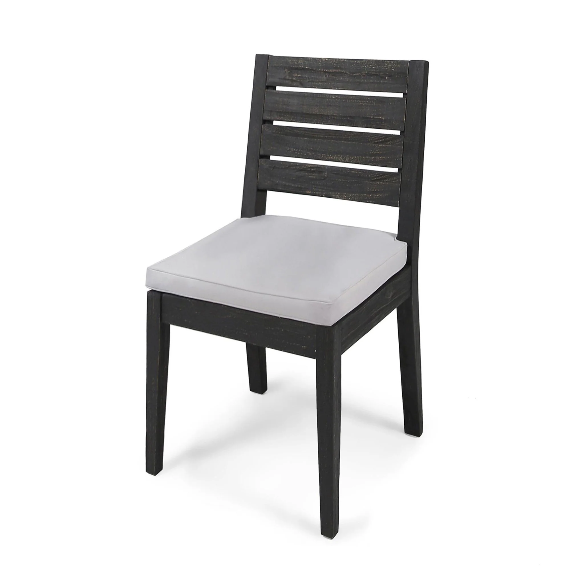 Patio Armless Dining Chair with Laid-Back Slat Panel Design, Set of 2