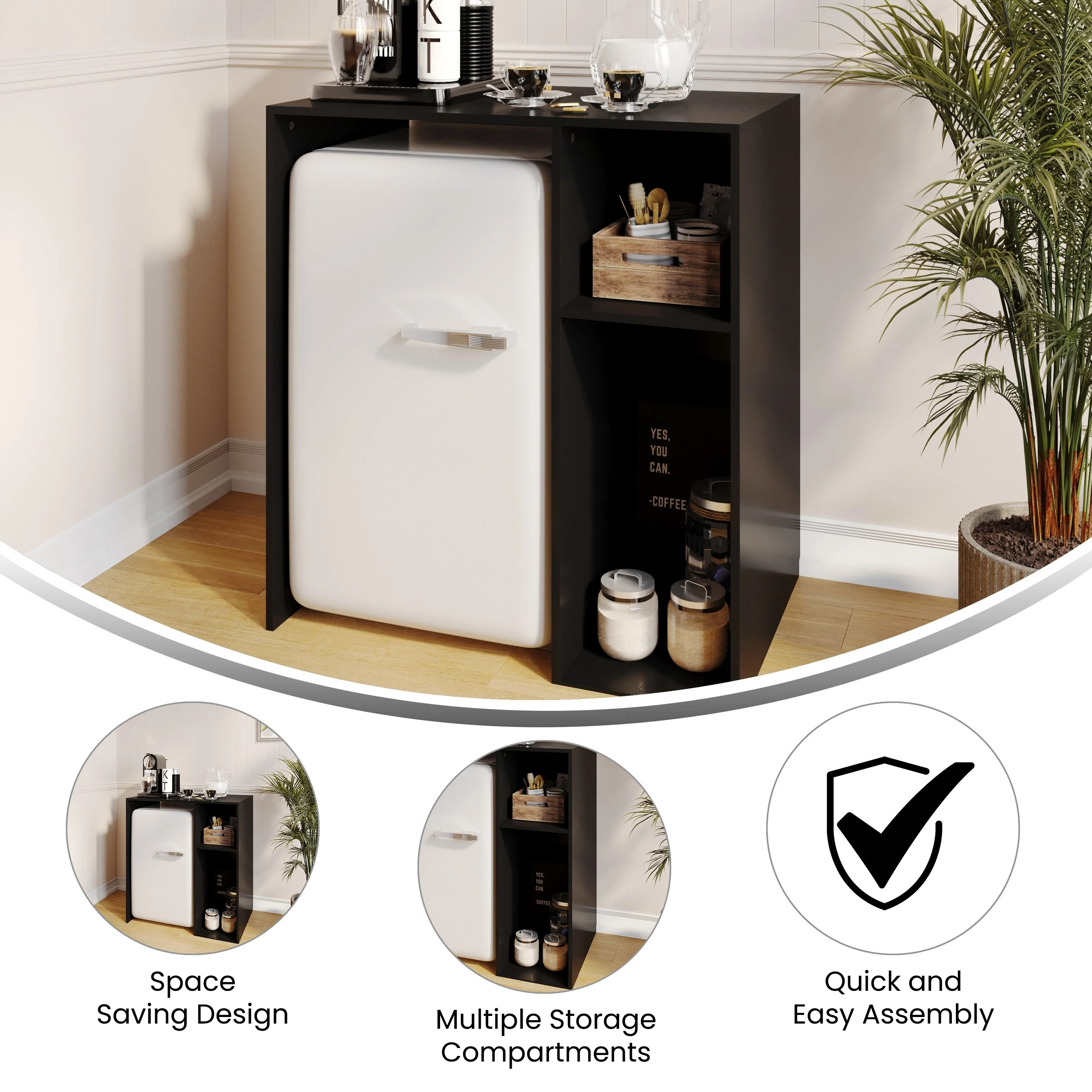 Space-Saving Mini Fridge Organizer Shelf with Cubby Storage