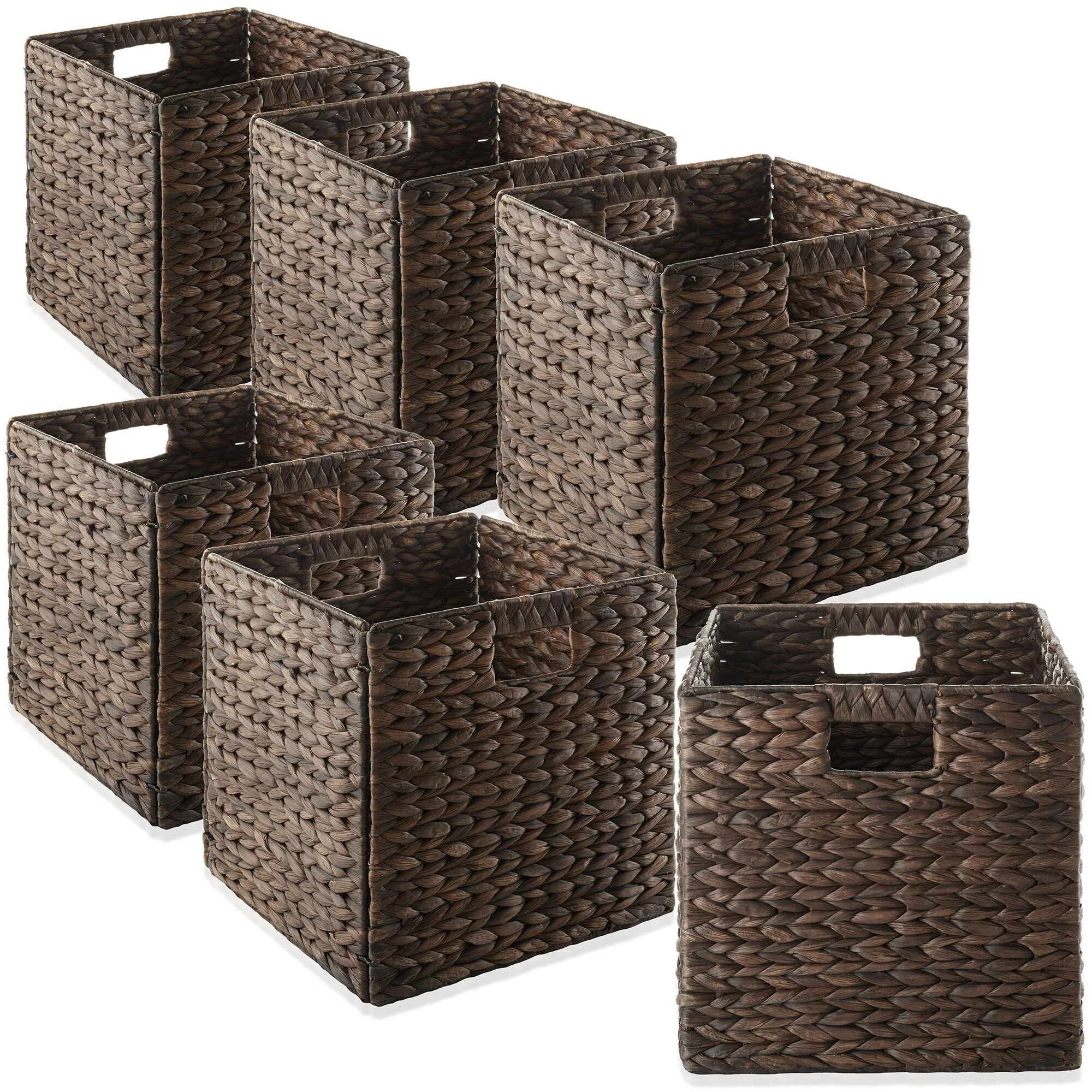13 x 13in Water Hyacinth Storage Baskets Set of 2