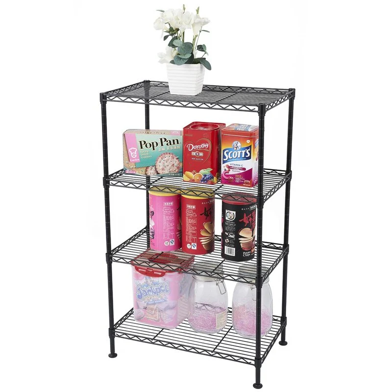 4-Tier Industrial Welded Wire Shelving Black