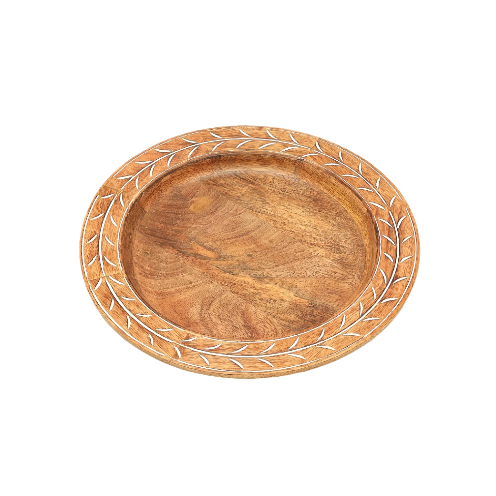 Etched Botanical Handcrafted 13 Wood Charger Plate