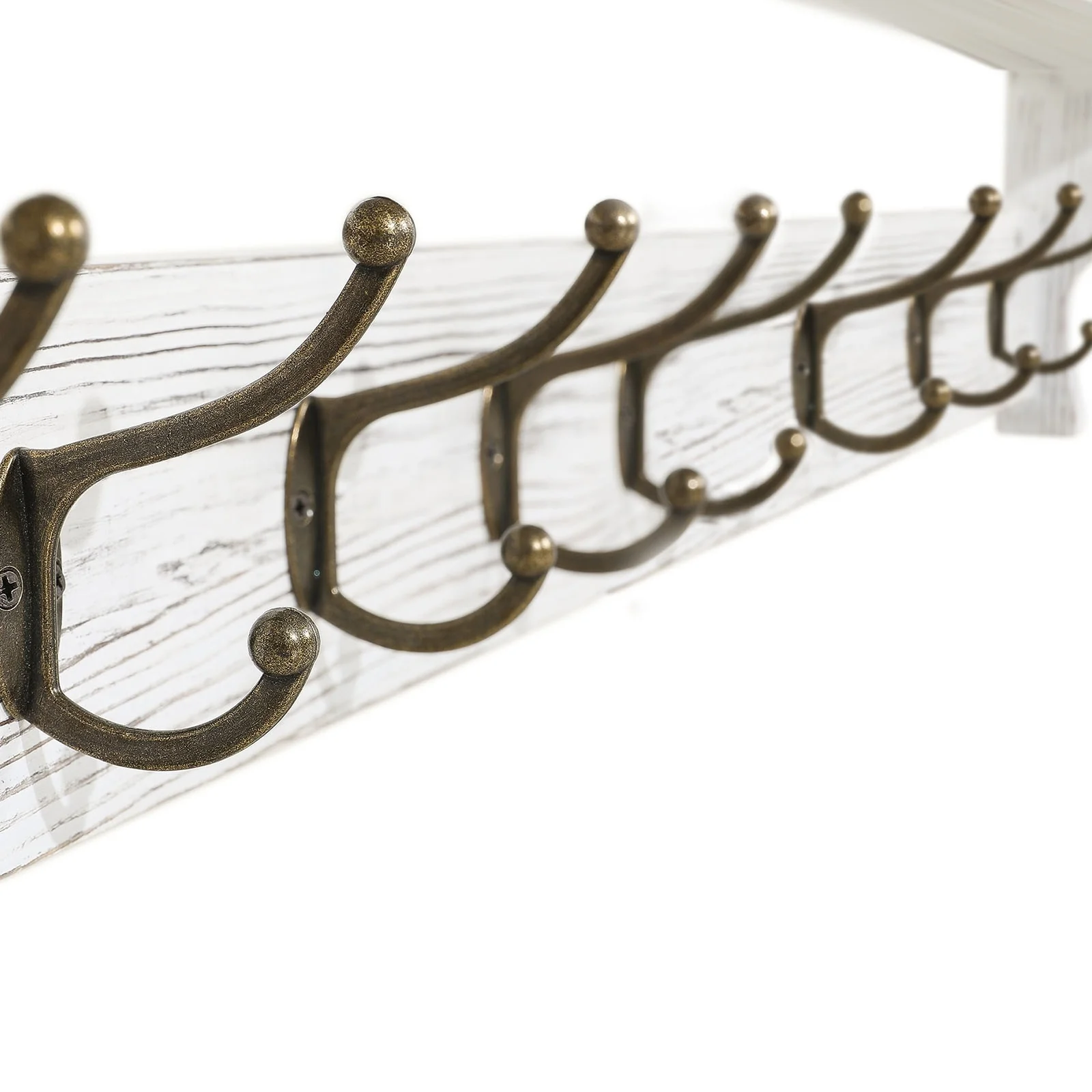 Rustic Wall Mounted Coat Rack with Storage Shelf & Metal Hooks