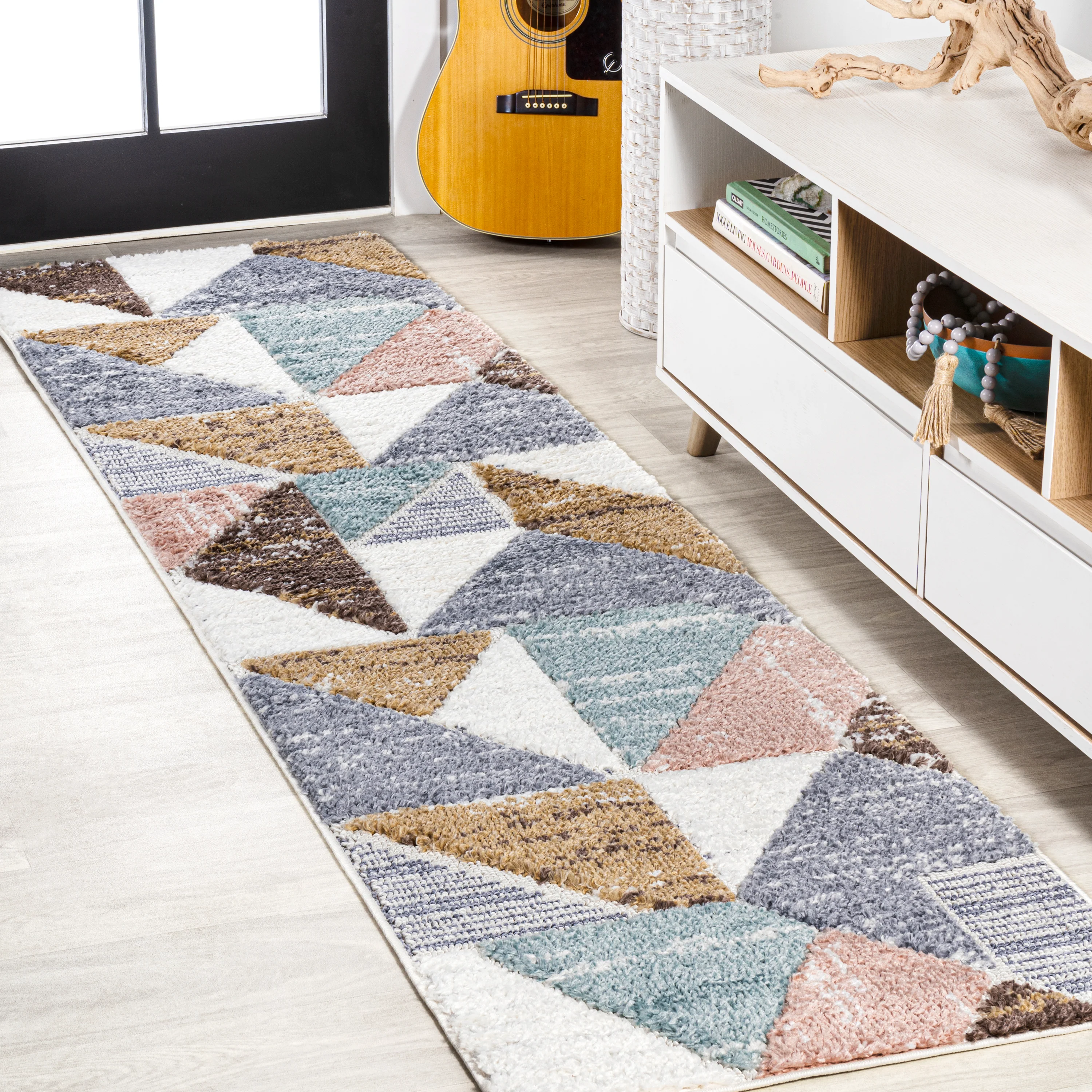 Aileen Geometric Scandi Colorblock Carved Rug