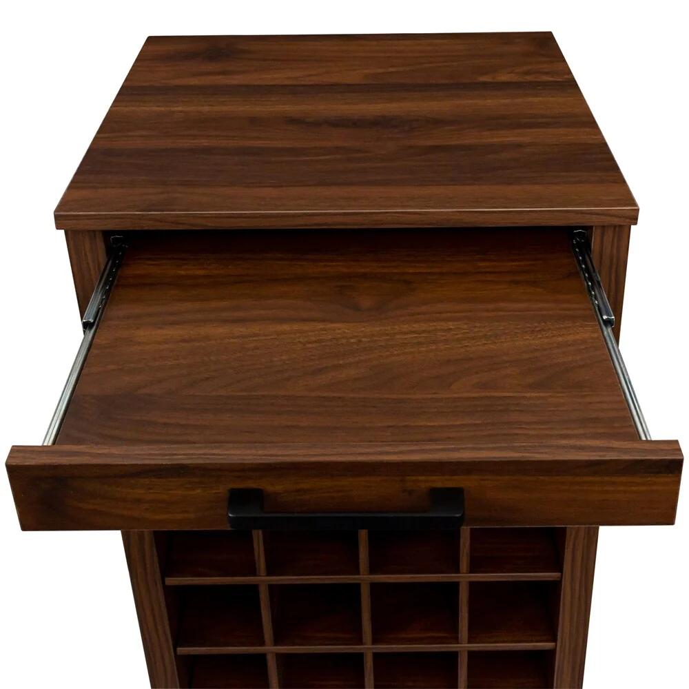 28 Slots Wood Wine Bar Cabinet with Storage Shelves - N/A