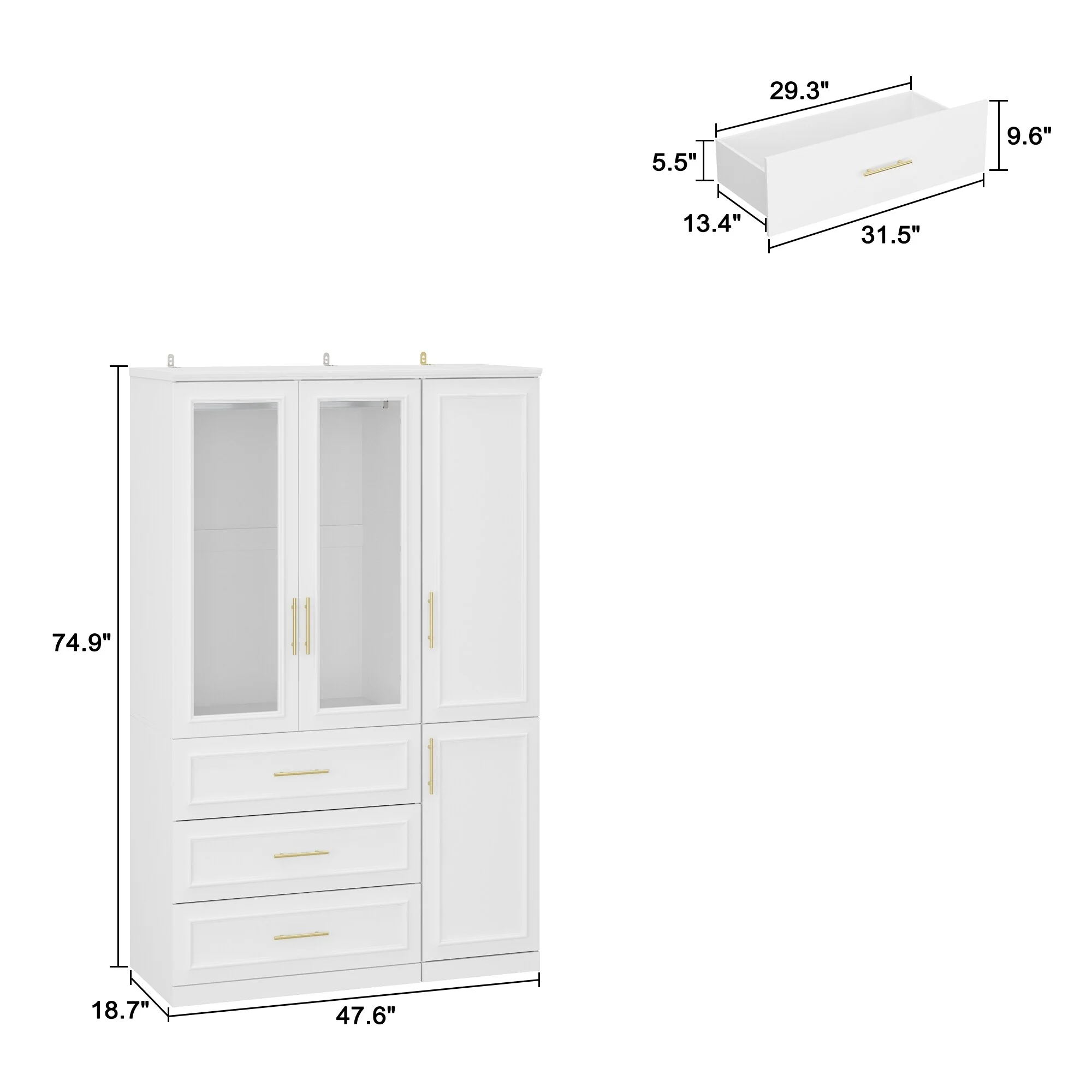 Modular Wardrobe Combo Armoires Closet Freestanding Cabinet Organizer