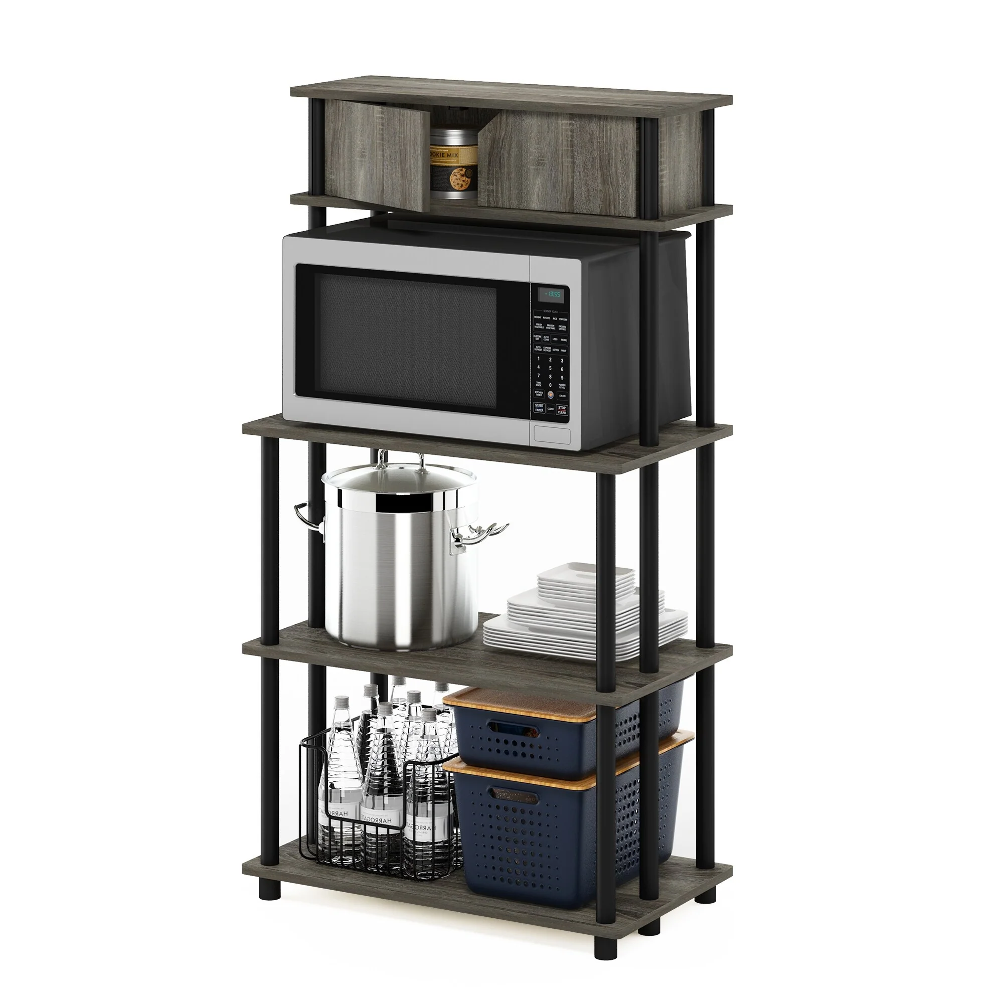 Furinno Turn-N-Tube Toolless Storage Shelf with Top Cabinet
