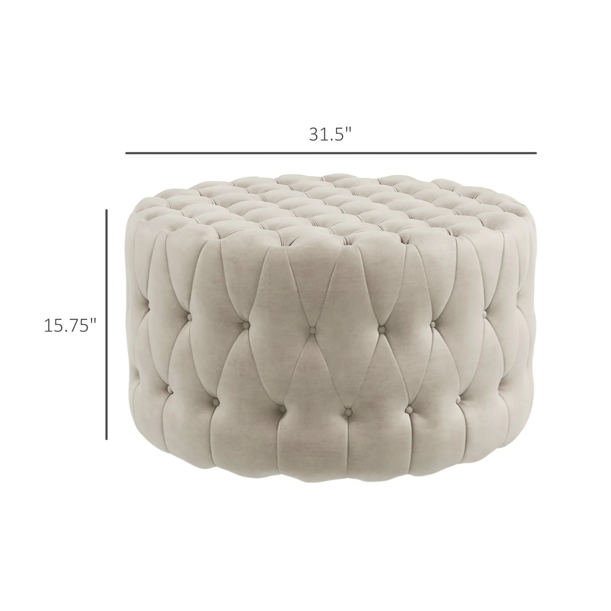 Velvet-feel Round Ottoman