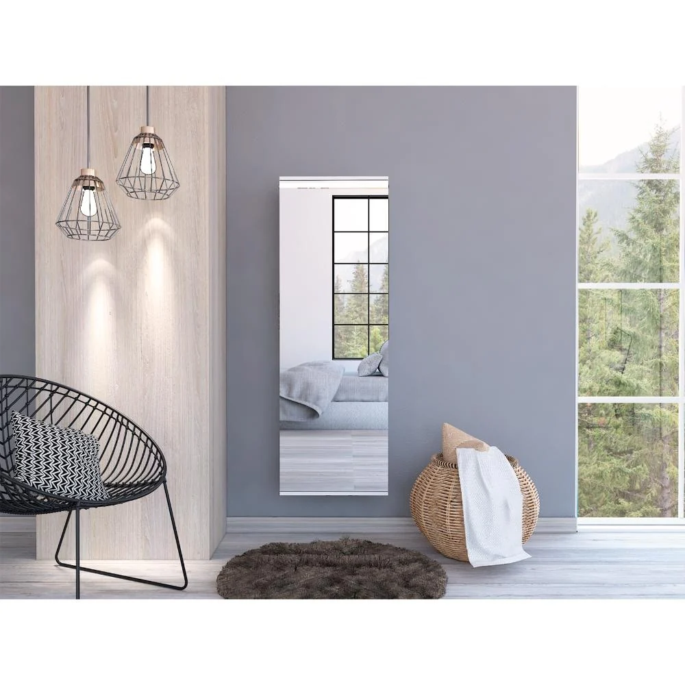 Leto Wall Mounted Shoe Rack With Mirror - N/A