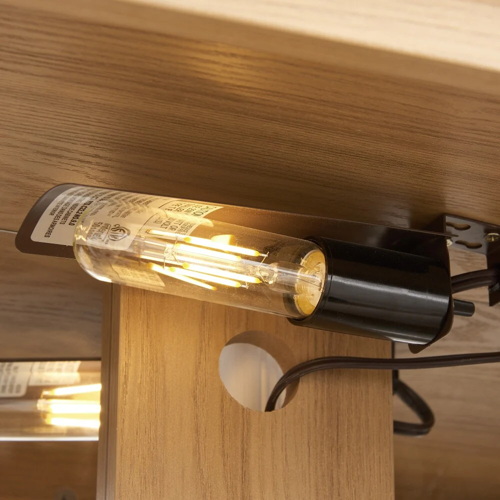 Curio Cabinet with Tempered Glass Doors and Adjustable Shelves Light Bulb Included