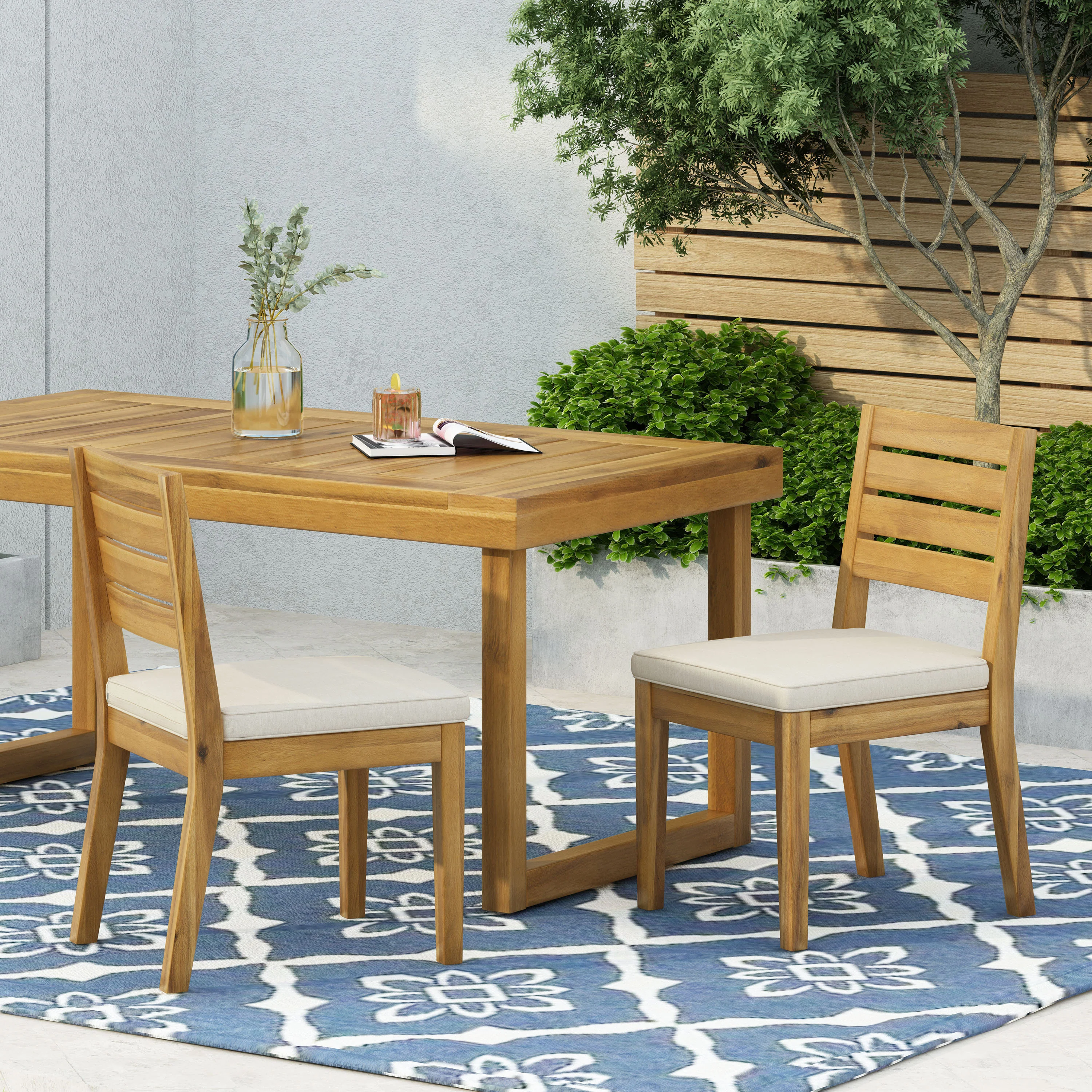 Armless Outdoor Dining Chairs, Set of 2