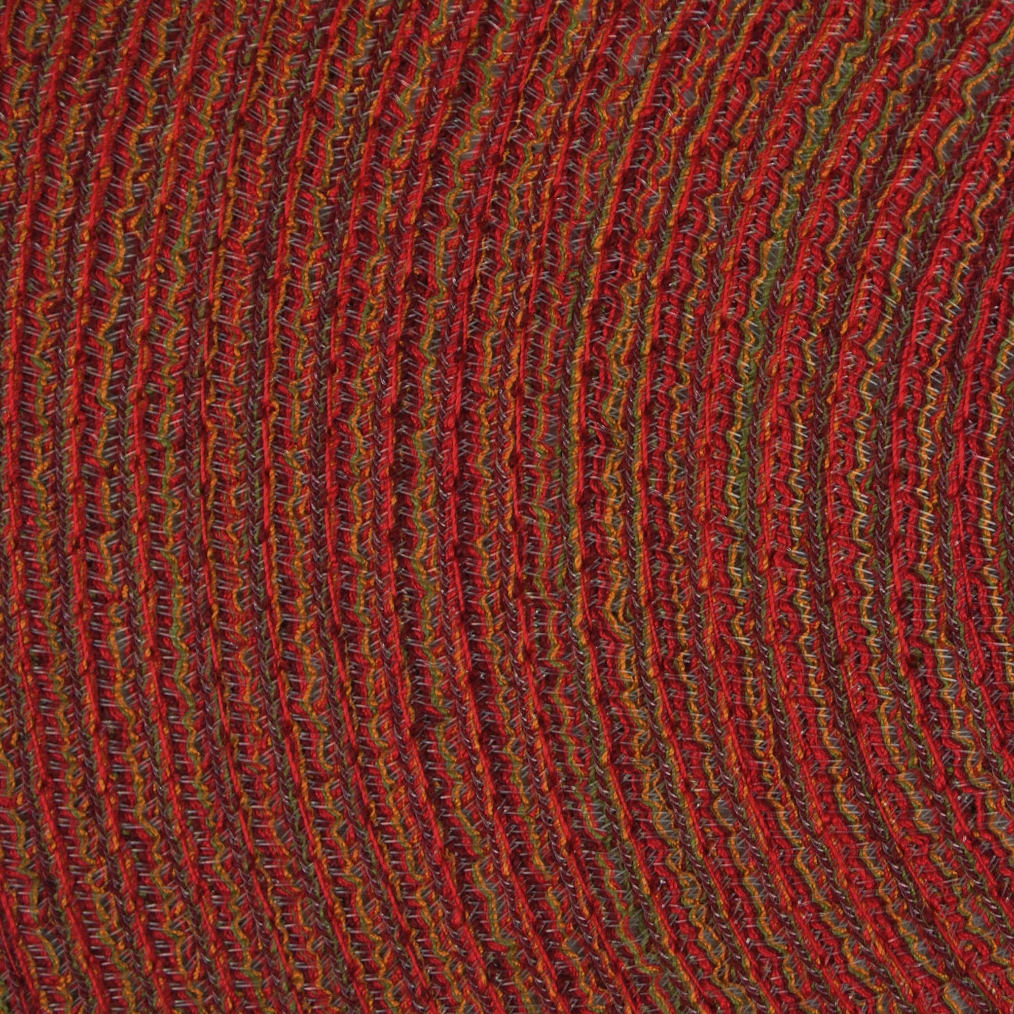 Red Variegated Round Woven Placemats, Set Of 6