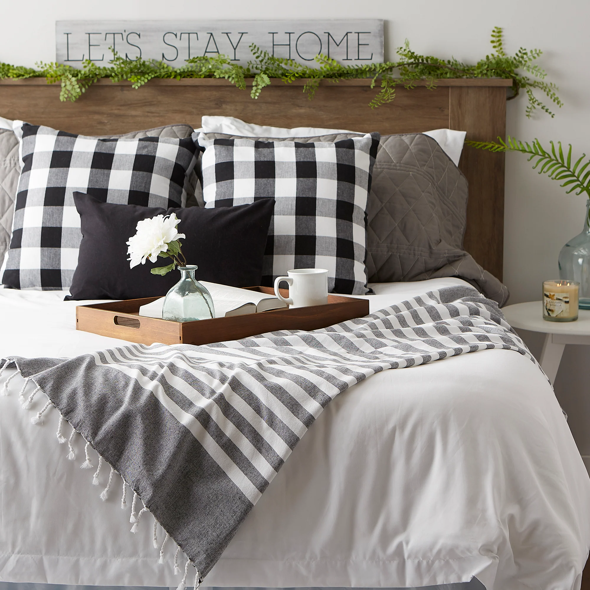 Black 1 Inch Stripe Fouta Towel