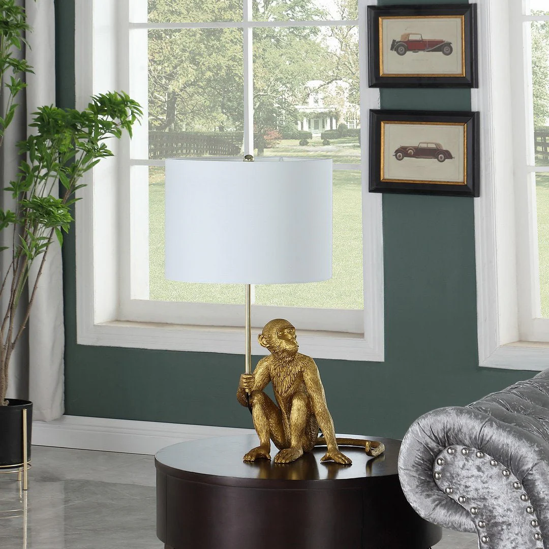 25.50 In Golden Monkey Holding Polyresin Table Lamp