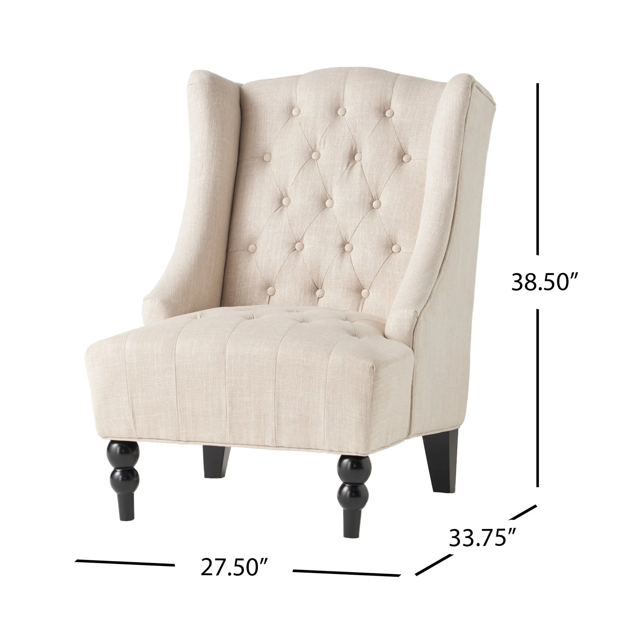 Upholstered Accent Chair with Diamond Tufted Wing Back