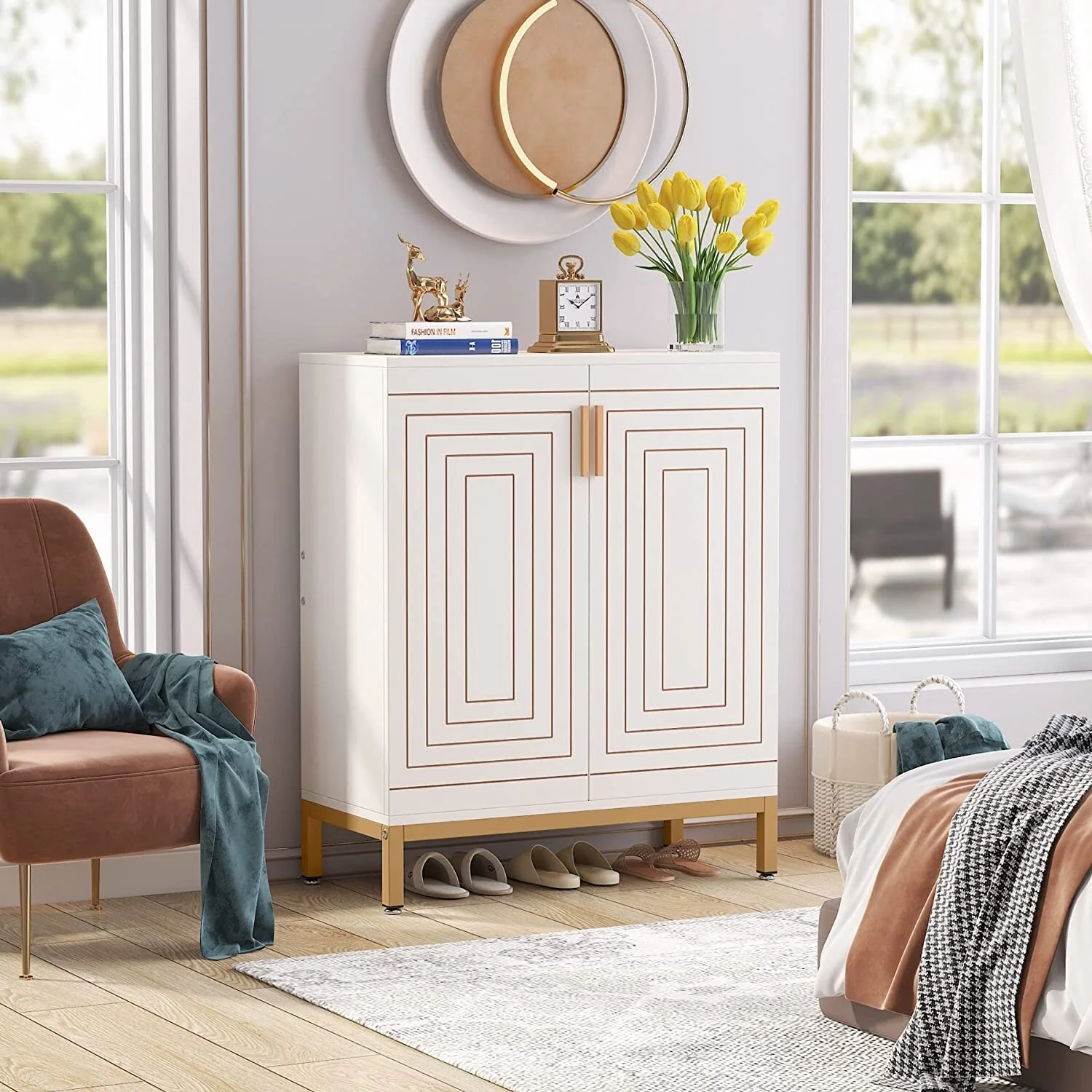 20 Pairs Entryway Shoe Storage Cabinet Storage Organizer for Closet