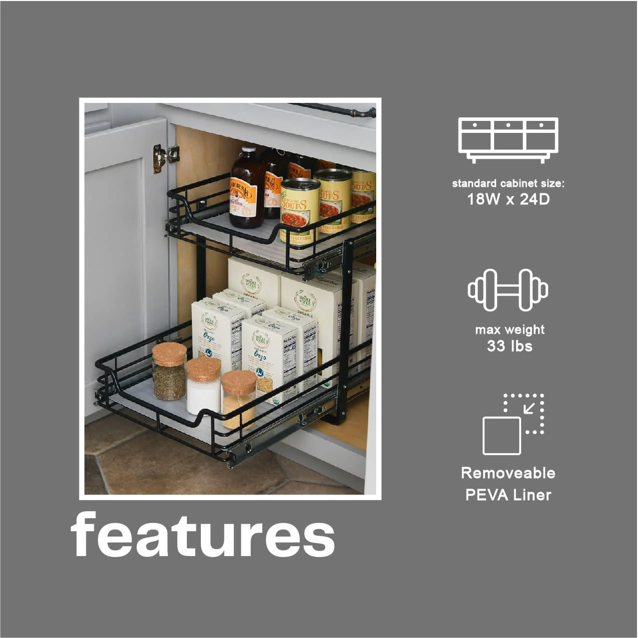 Household Essentials Multipurpose Pull-Out/Slide-Out Storage Organizer